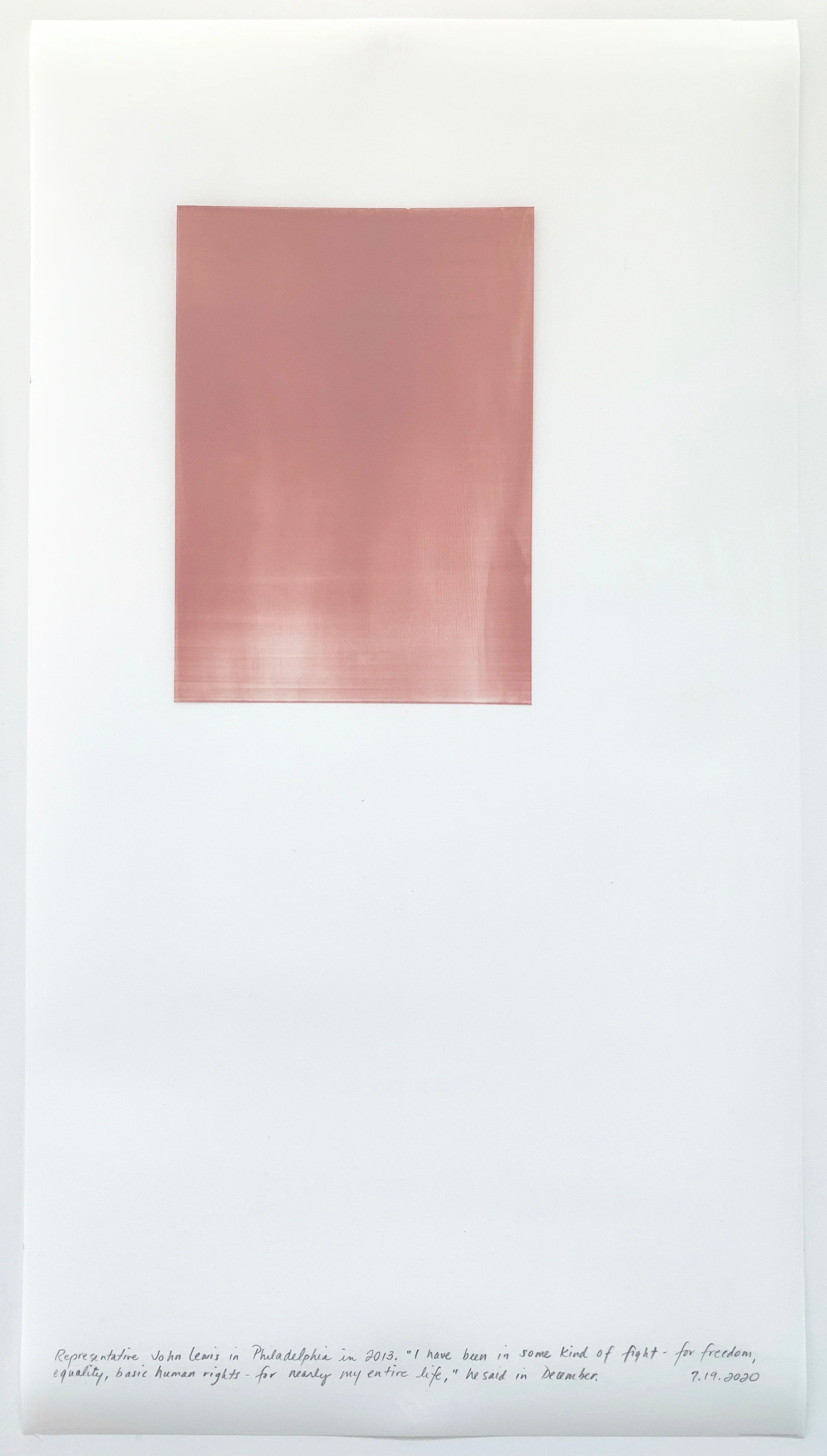 A Week in Times  - 2020 Acrylic on polyester resin film, 22 x 12 inches  
Representative John Lewis in Philadelphia in 2013. “I have been in some kind of fight for freedom, equality, basic human rights- for nearly my entire life,” he said in Decem