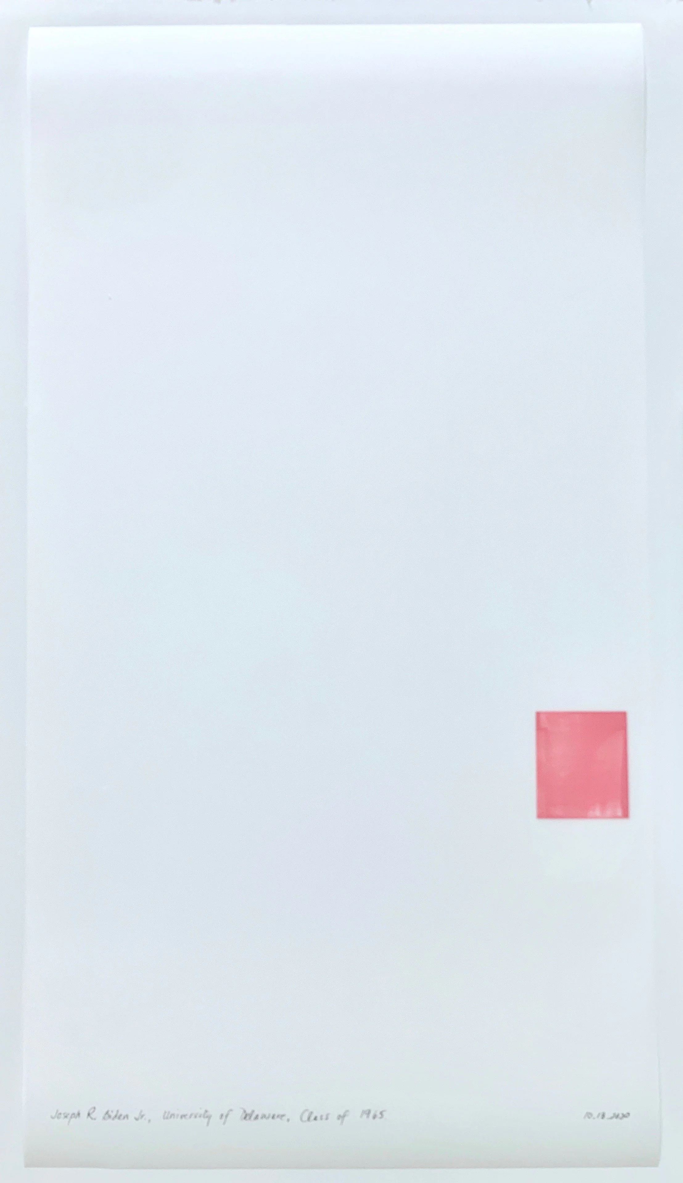 A Week in Times  - 2020 Acrylic on polyester resin film, 22 x 12 inches  
Joseph R. Biden Jr., University of Delaware, Class of 1965 10.18.2020