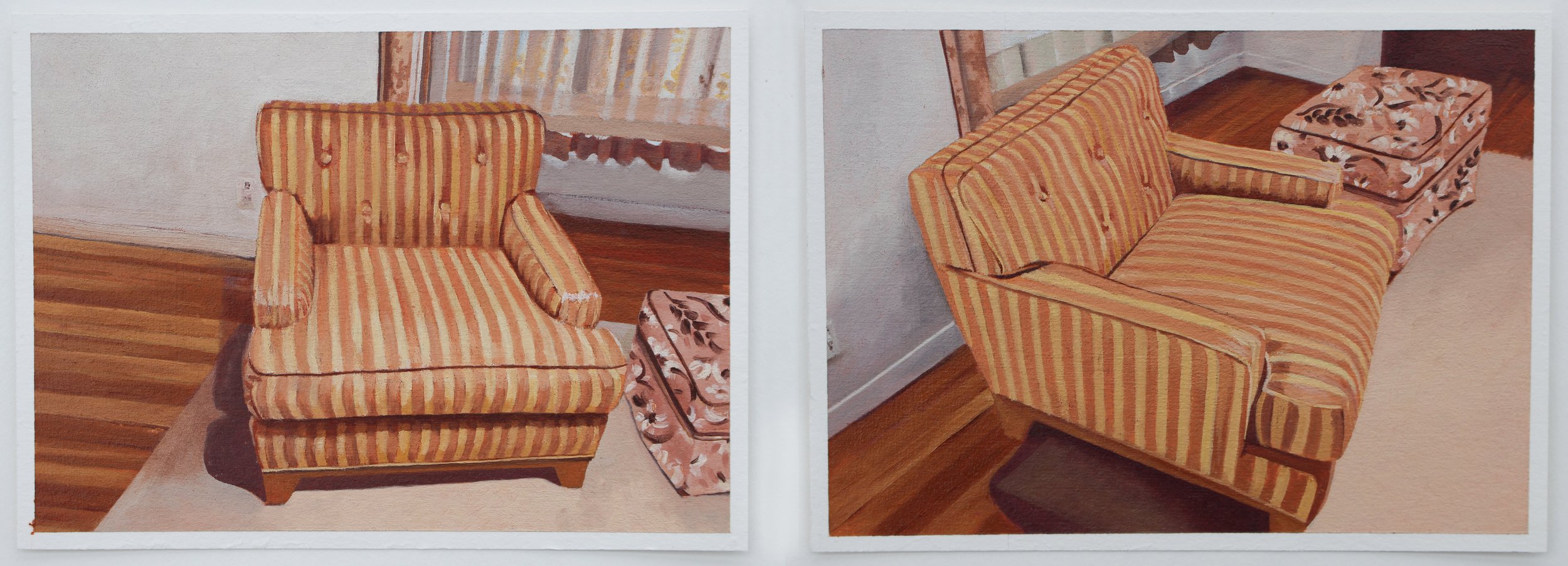  Chair 27, 2023  oil on paper  diptych, each 5 x 7 in 