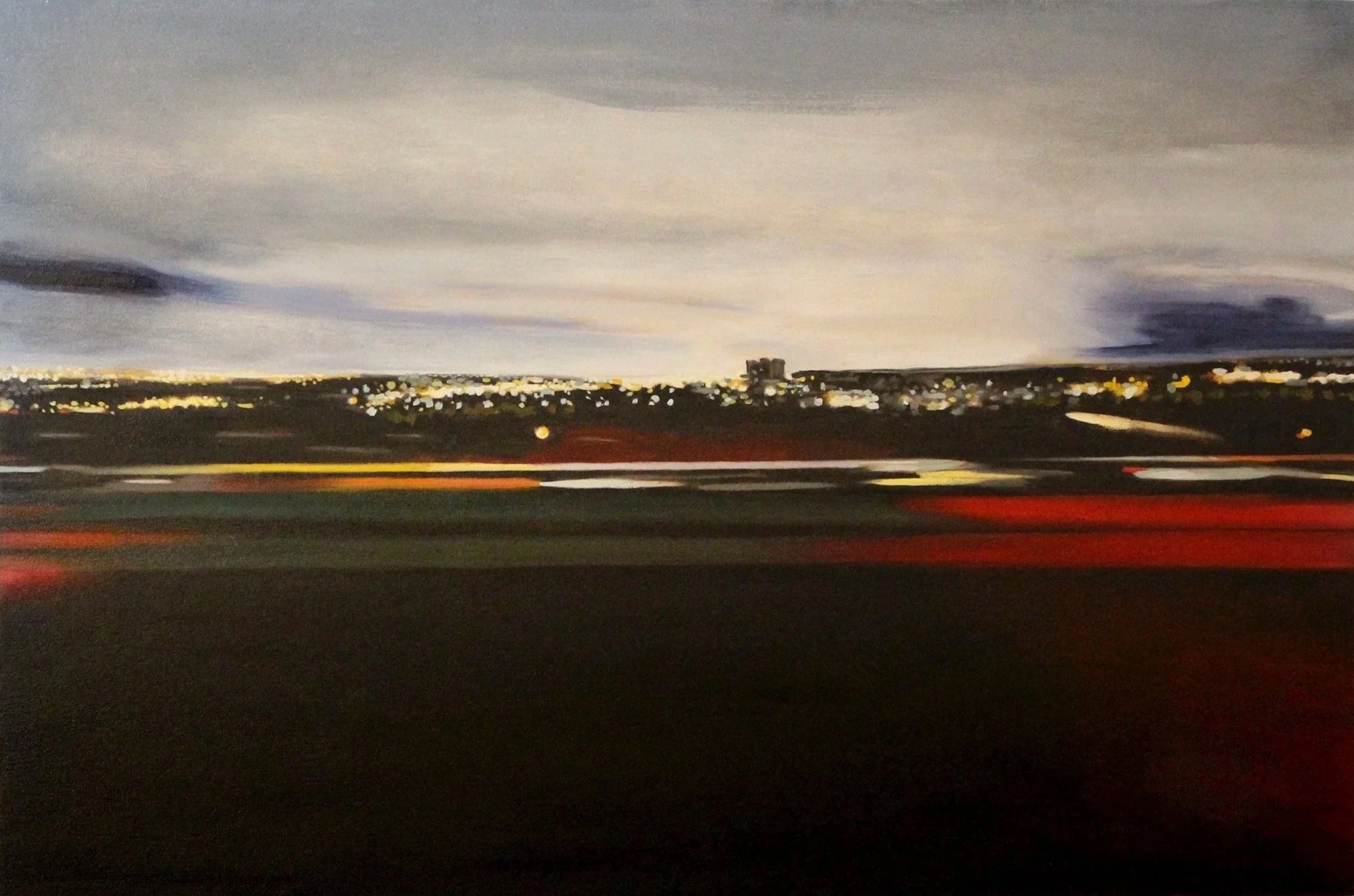  Night Highway (center detail) 2026  oil on panel  12 × 18 in 