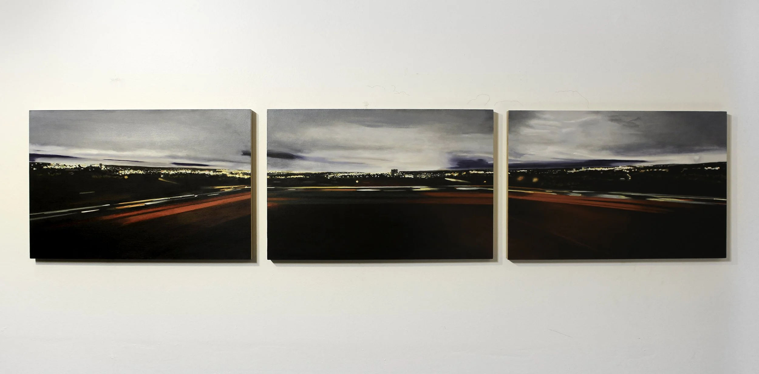  Night Highway, 2026  oil on panel  12 × 56 in  