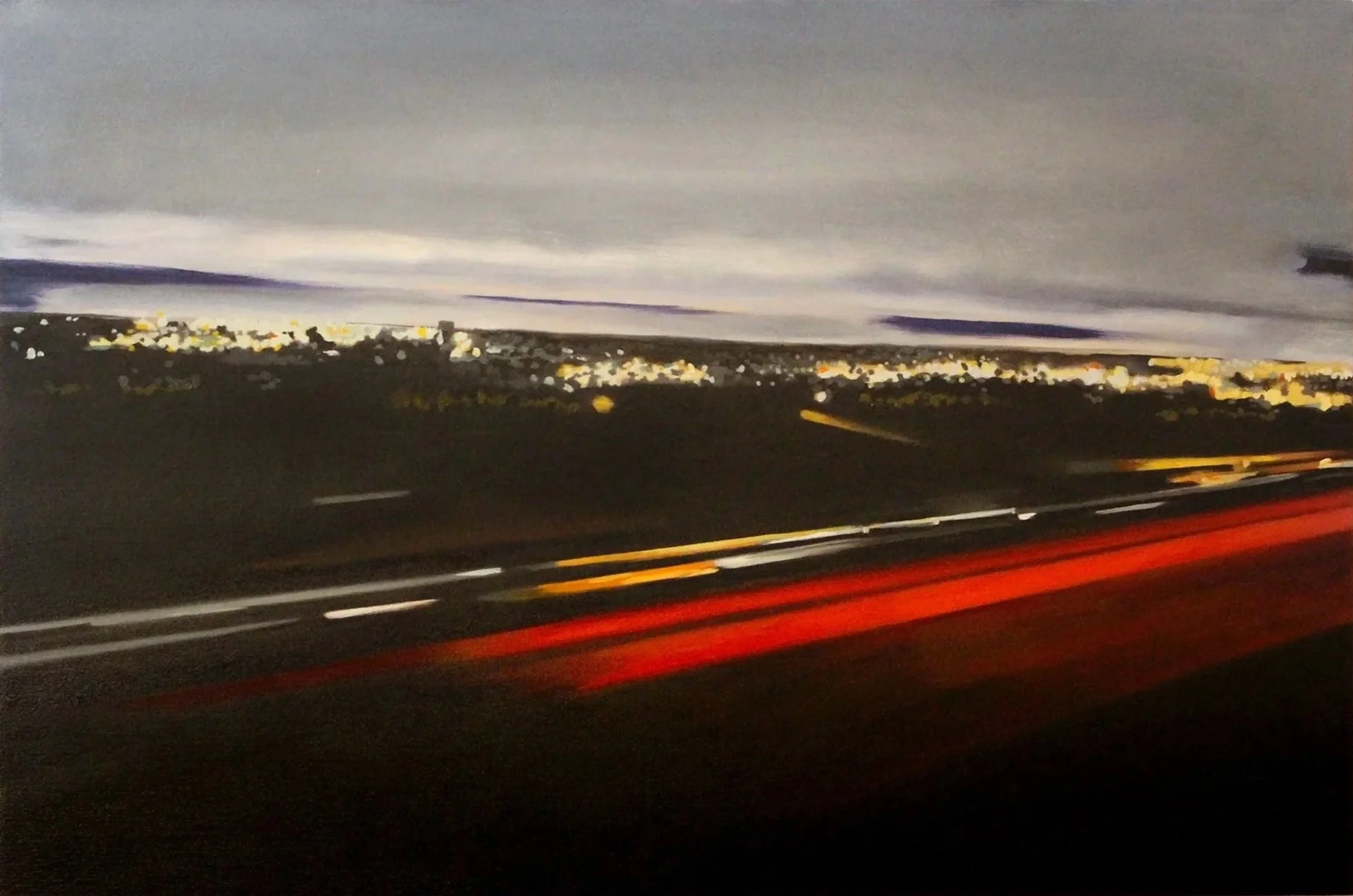  Night Highway (left detail) 2026  oil on panel  12 × 18 in 