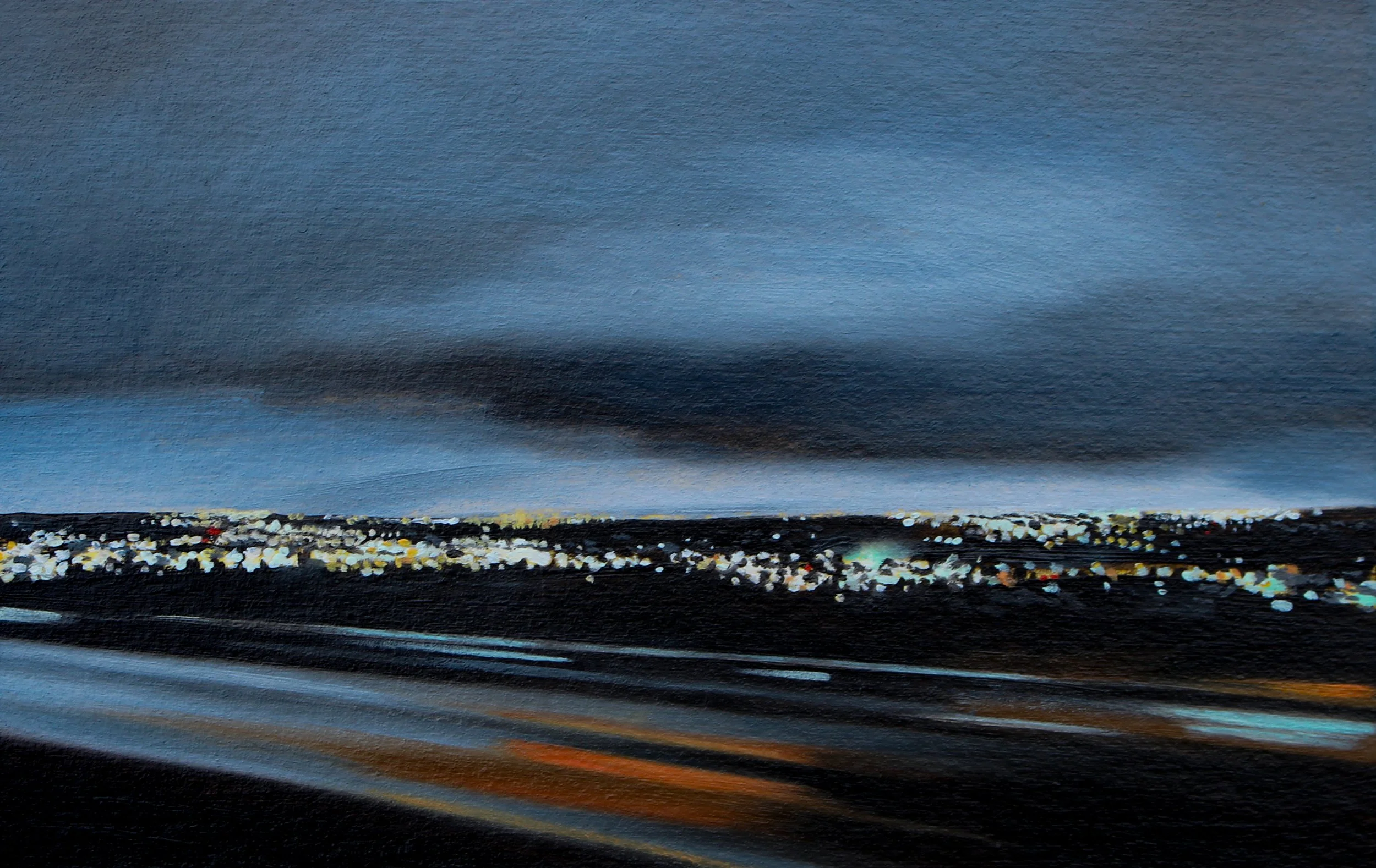  Night Highway, 2026  oil on paper  6 × 8 in 