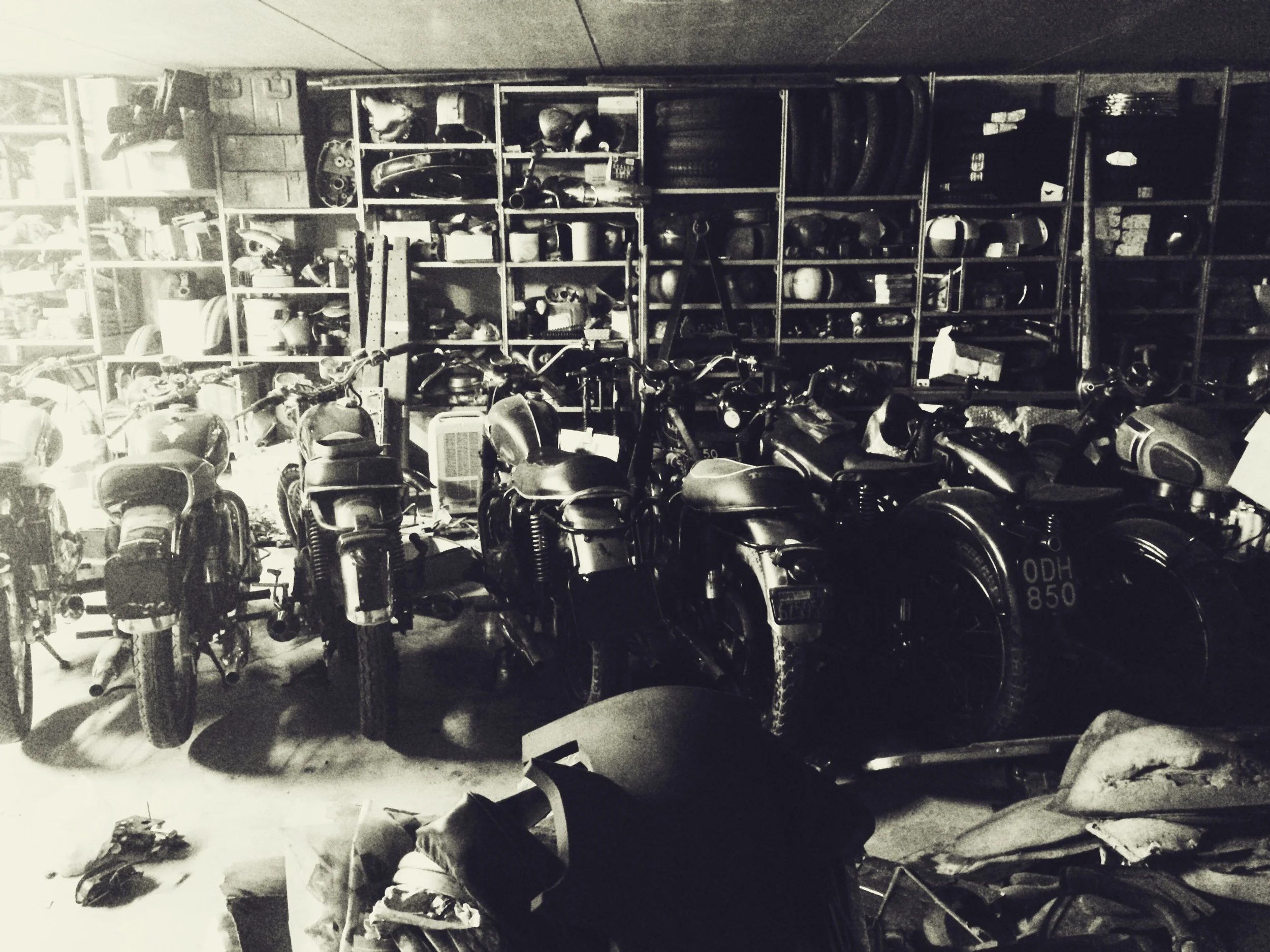 Numerous motor bikes