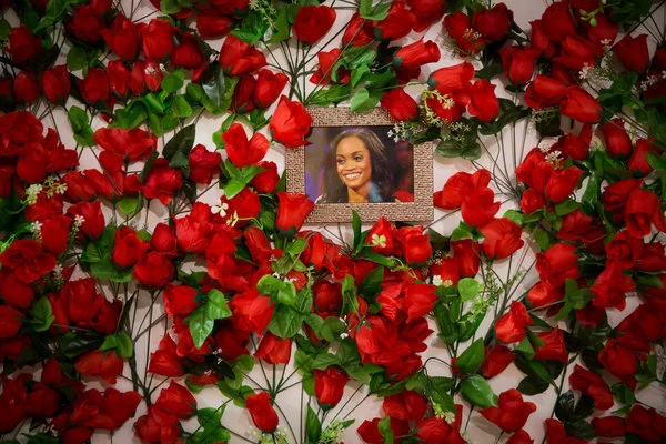 The artists and curators Janie Korn and Artie Niederhoffer’s “Rose Installation,” featuring the “Bachelorette” Rachel Lindsay, on display at “Here for the Right Reasons.”