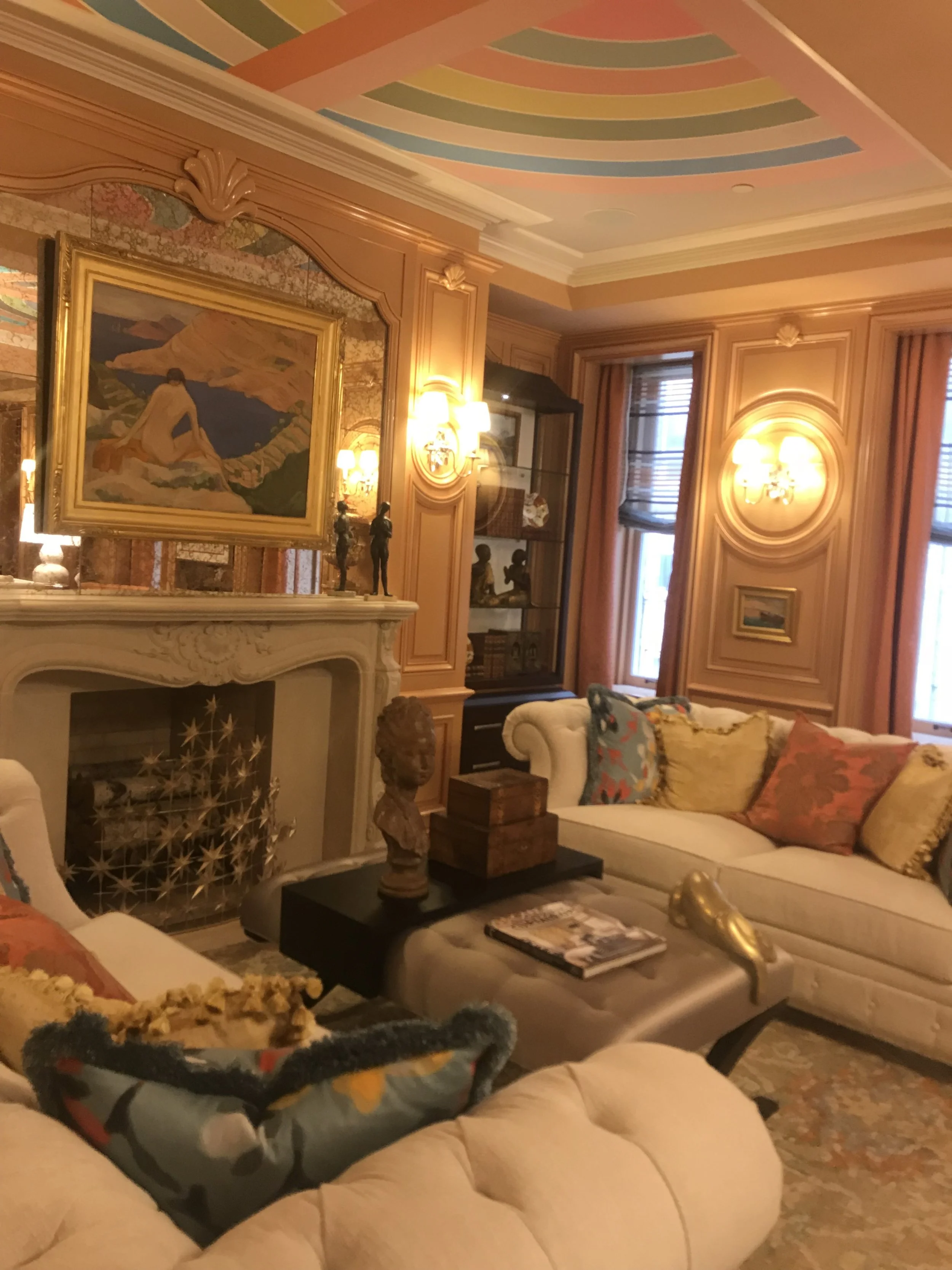 Barbara Ostrom Associates room was incredible. The Stella-esque ceiling .... the fringe on the pillows. the incredible color choices and layers textures and details .. what can i say... it was a feast for the eyes. Barbara Ohstrom ASID