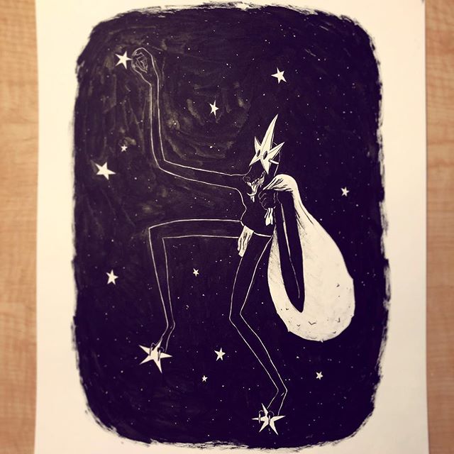 Day 8. &ldquo;The other night I stayed up so late I could see the stars go out one by one right before the sun comes up. I wonder how that happens?&rdquo;
#mabsdrawlloweenclub #inktober2018 #yokai #star #art #drawing #illustration
