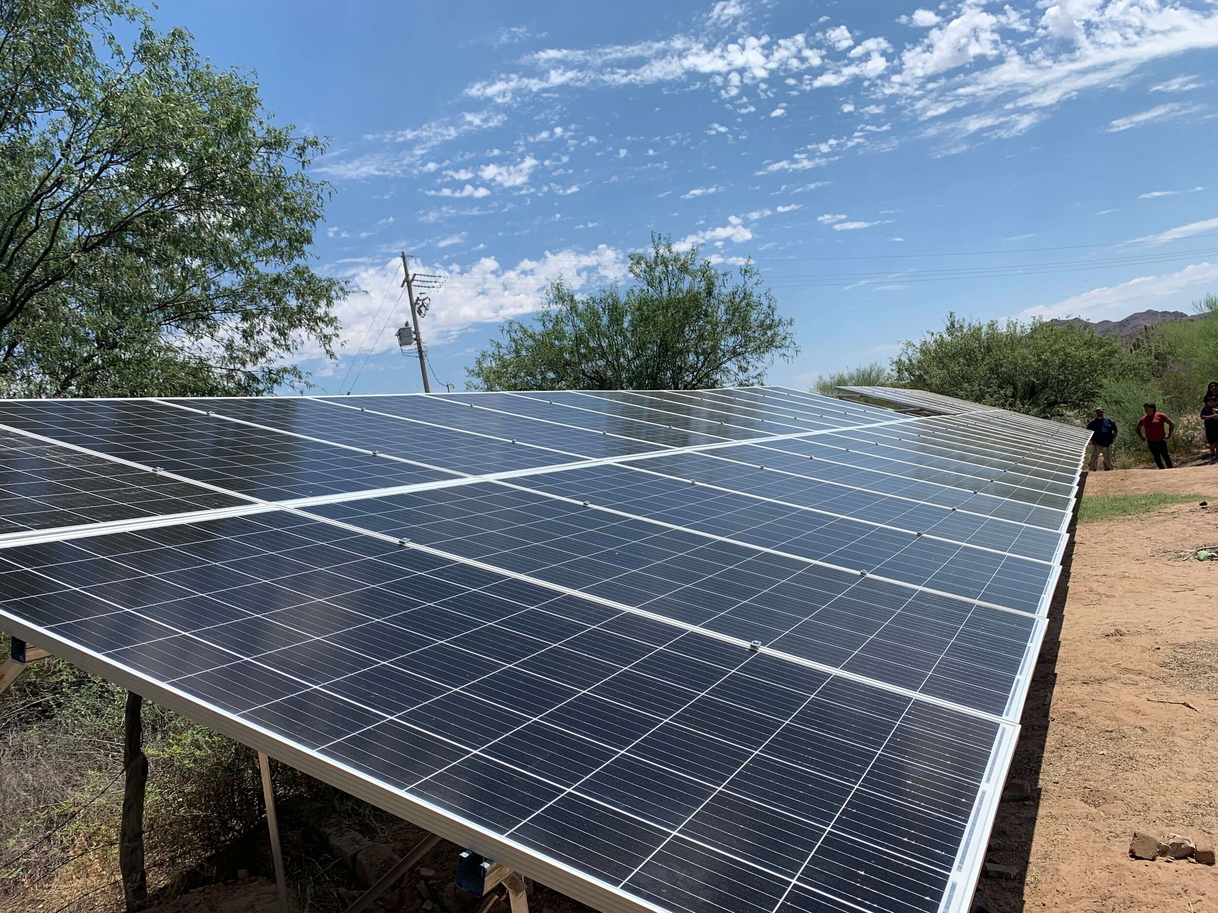  This solar system will soon power a solar water pumping system for the Seri Indian tribe in Northern Mexico.  Photo by Borderlands Restoration Network 