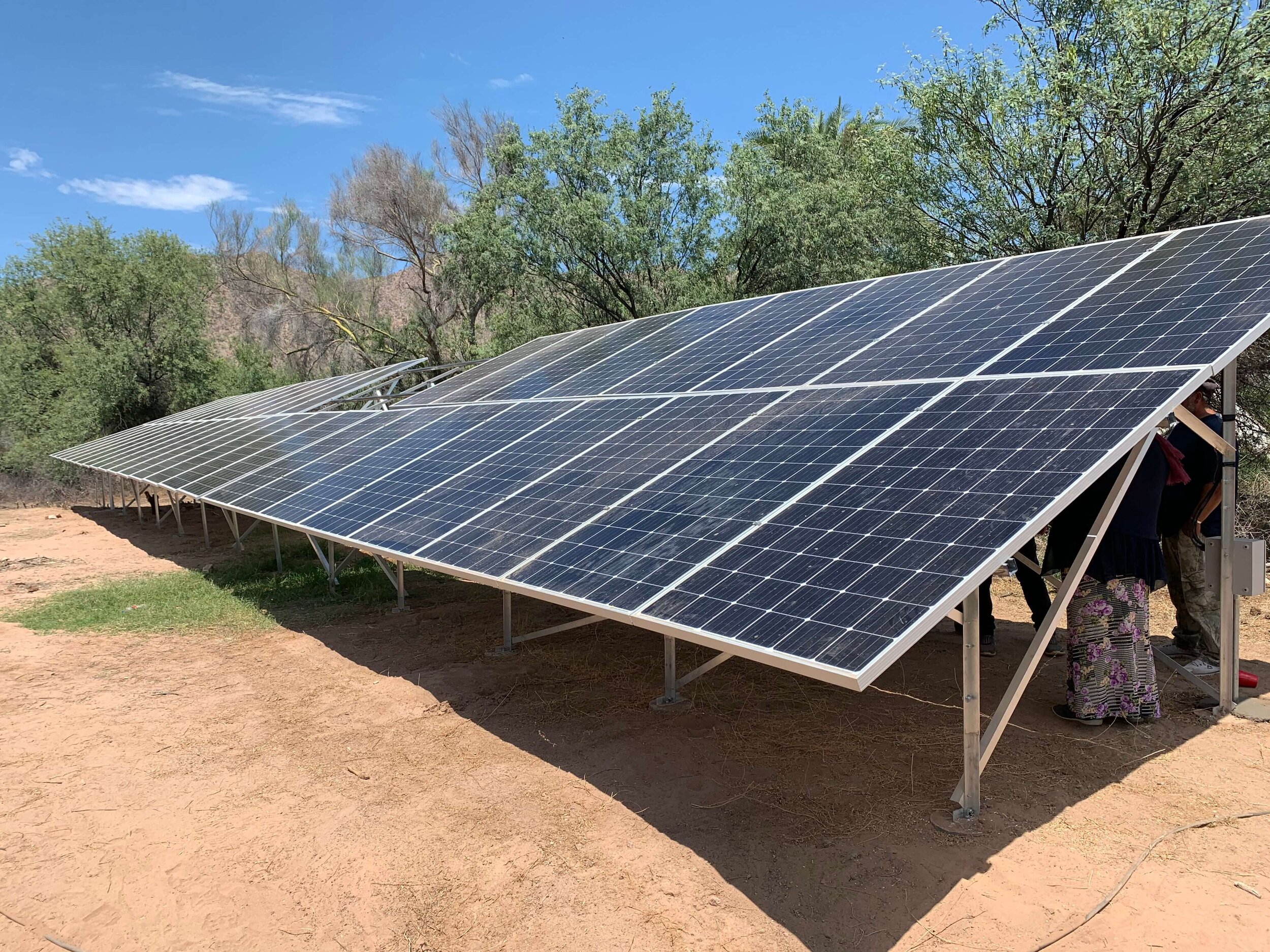  A second angle of the solar panels that will soon power a solar water pumping system for the Seri Indian tribe in Northern Mexico.  Photo by Borderlands Restoration Network   Photo by Borderlands Restoration Network 