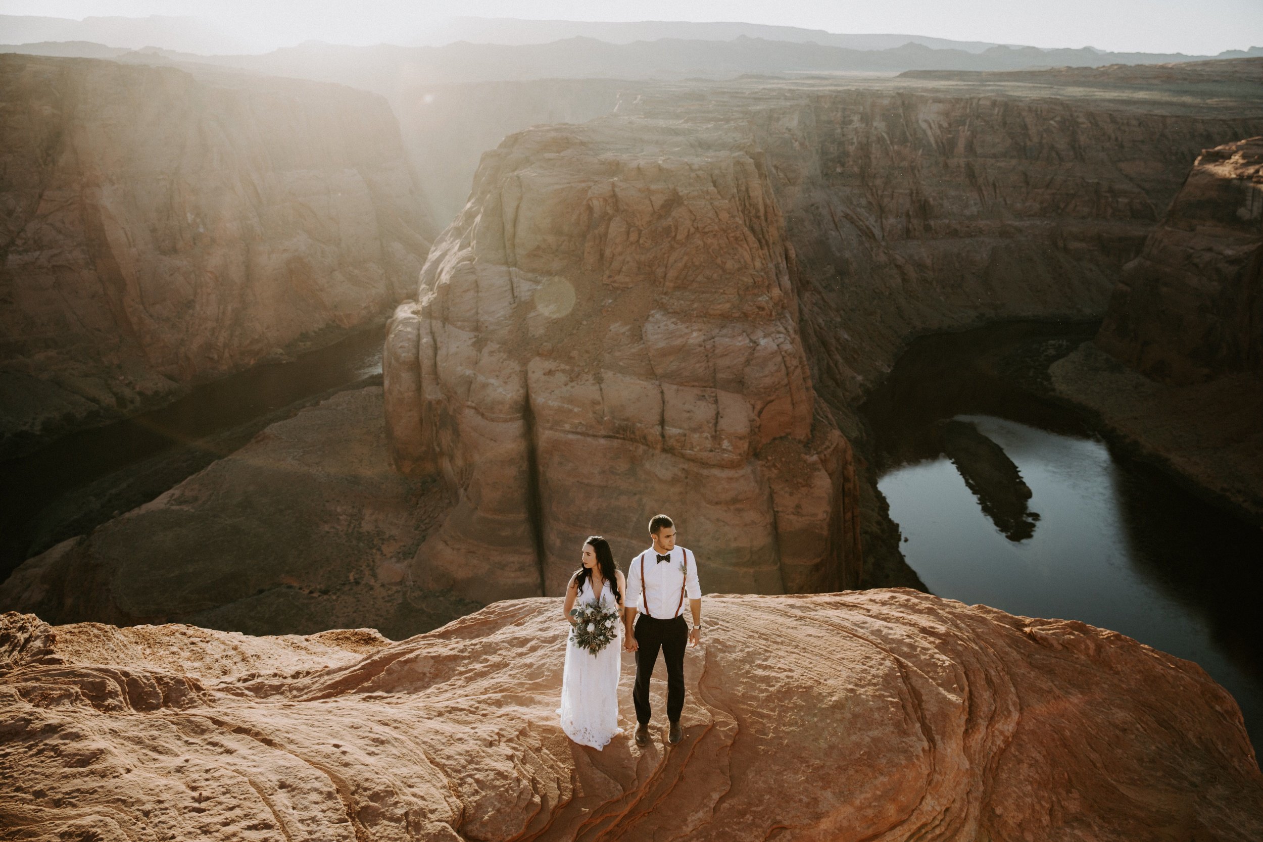 Intimate ceremony during elopement at Horseshoe Bend in Page Arizona