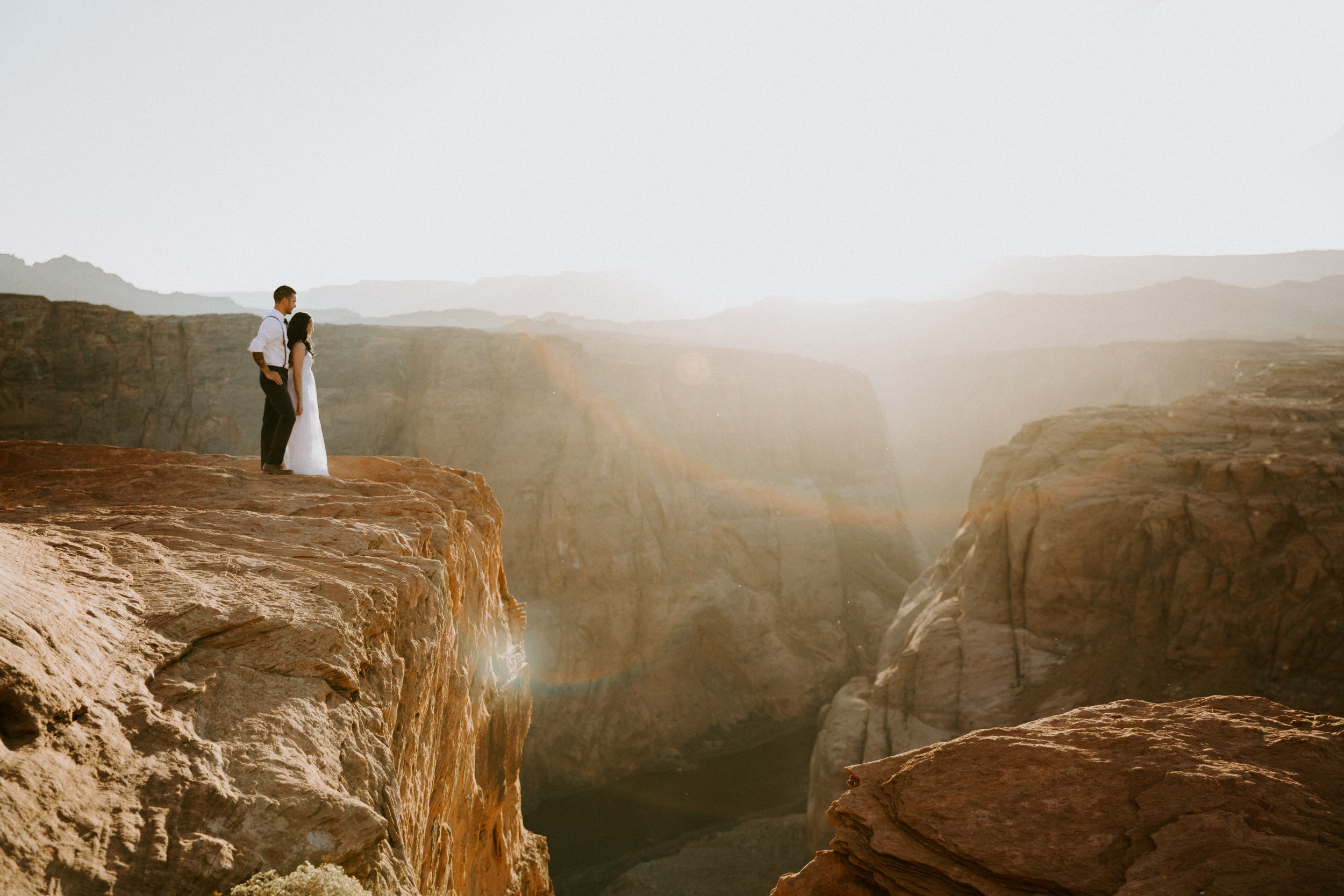 Intimate ceremony during elopement at Horseshoe Bend in Page Arizona