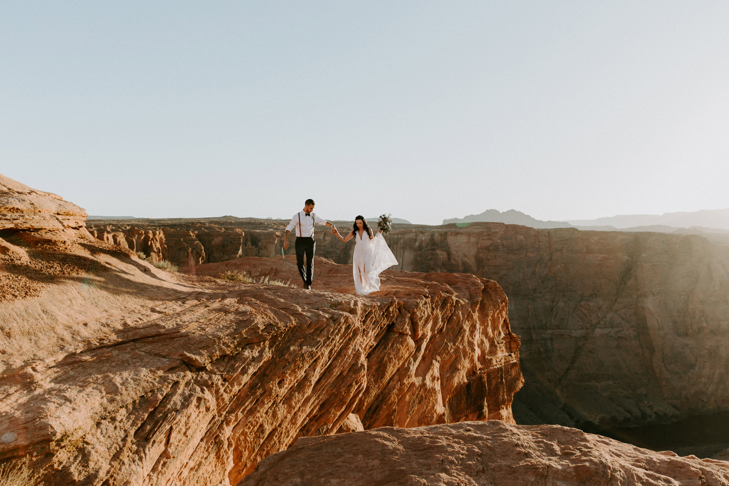 Intimate ceremony during elopement at Horseshoe Bend in Page Arizona