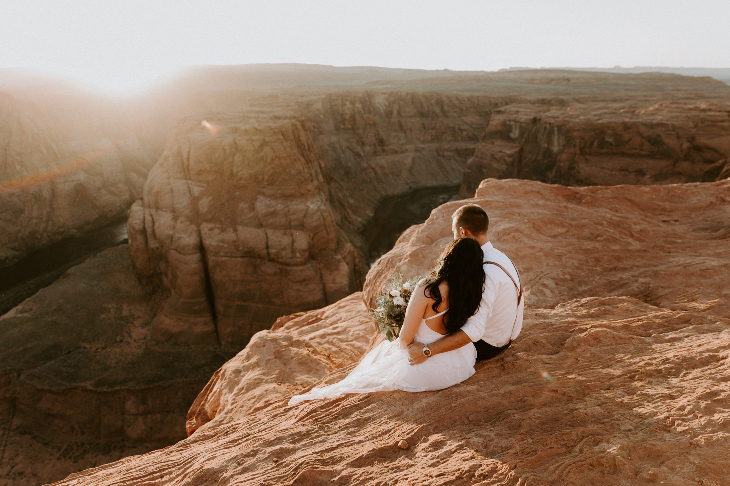 Intimate ceremony during elopement at Horseshoe Bend in Page Arizona