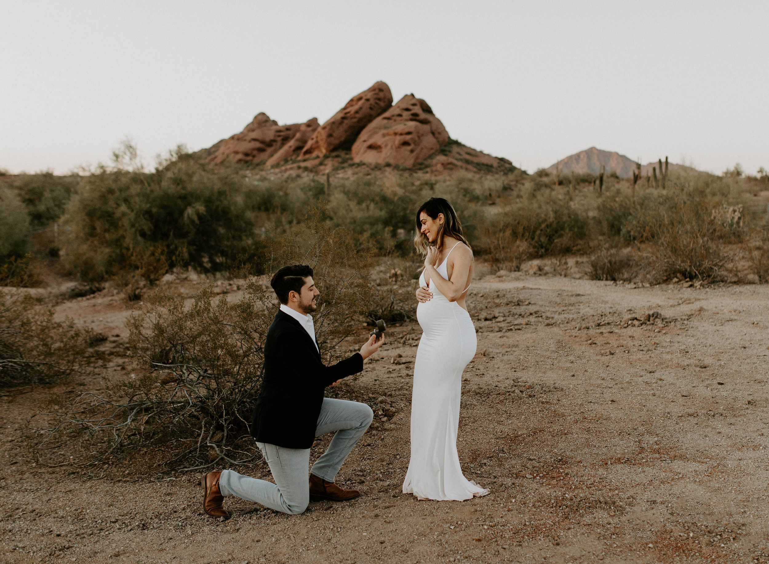 Maternity Surprise Proposal at Hole in the Rock at Papago Park in Phoenix, Arizona