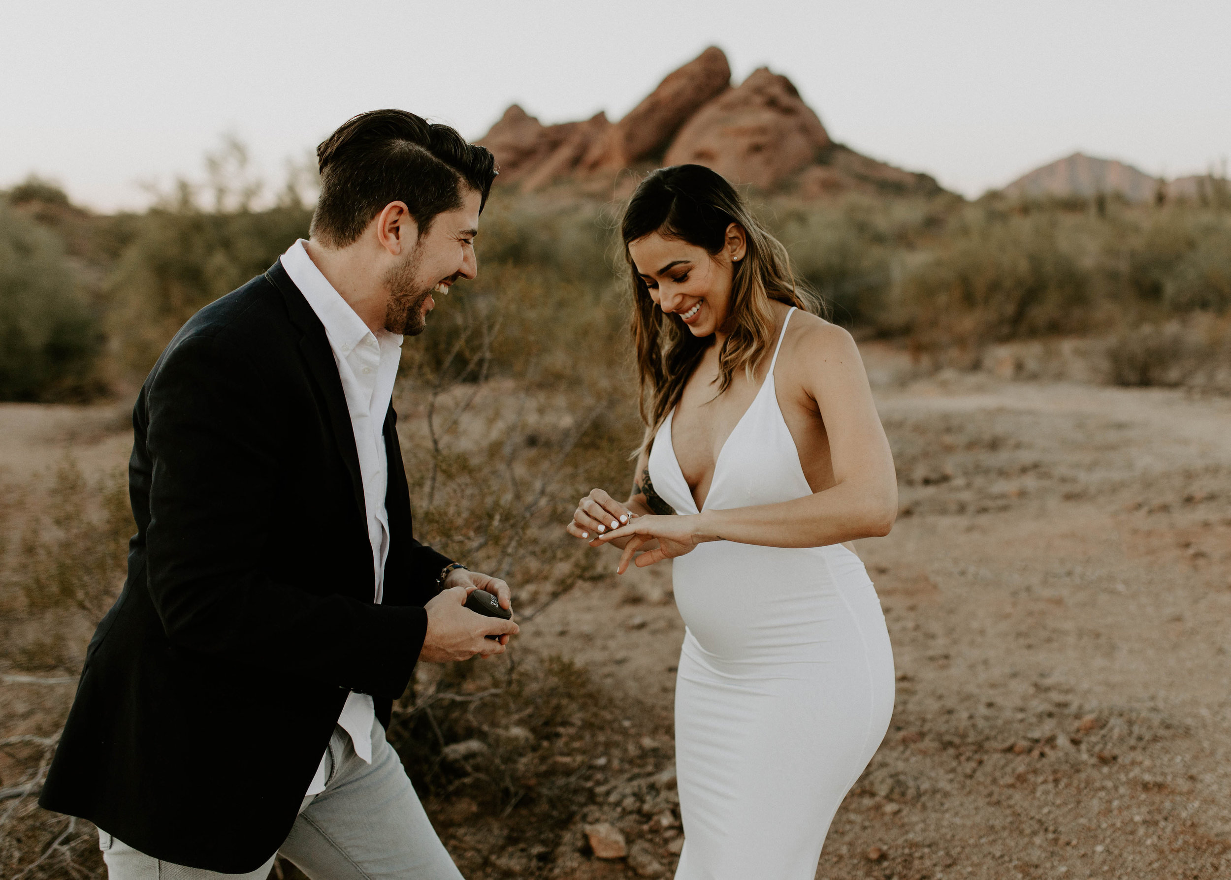 Maternity Surprise Proposal at Hole in the Rock at Papago Park in Phoenix, Arizona