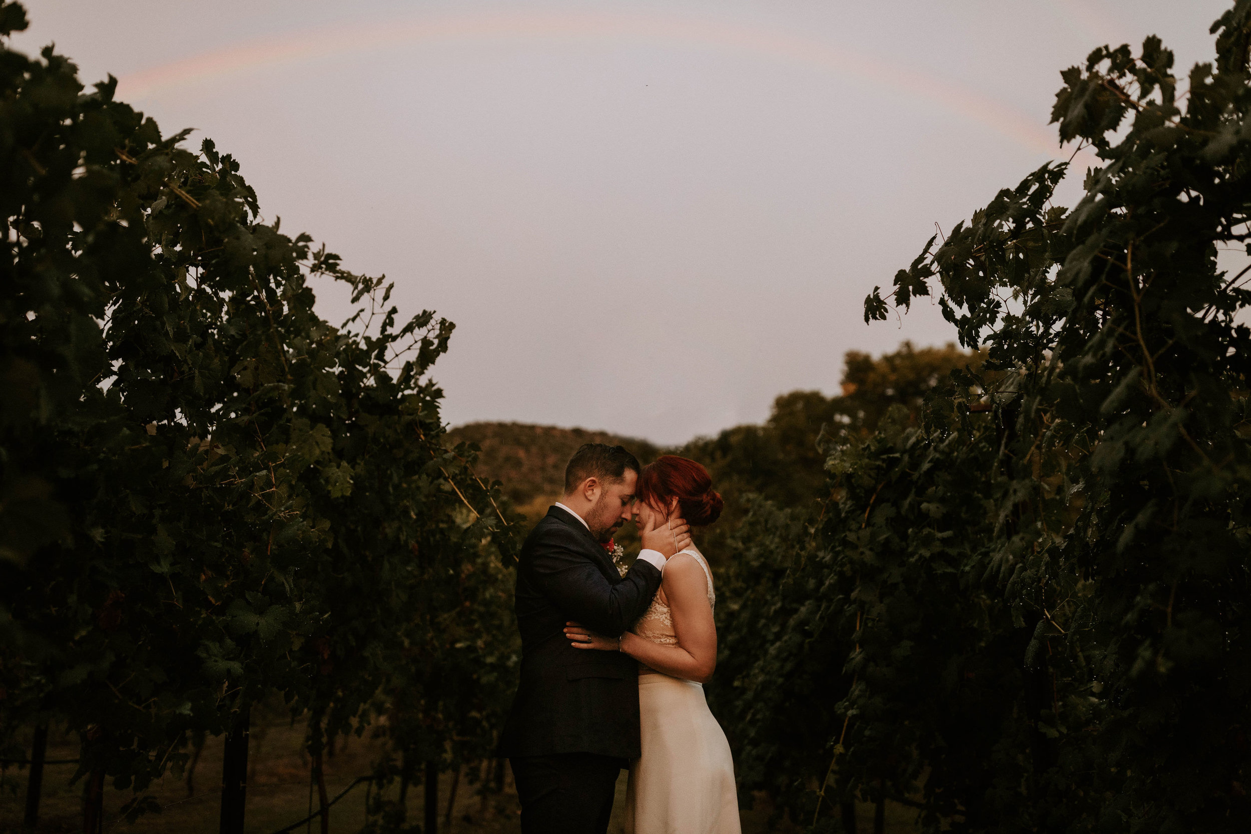 Rainbow in Vineyard in Sedona Arizona Wedding