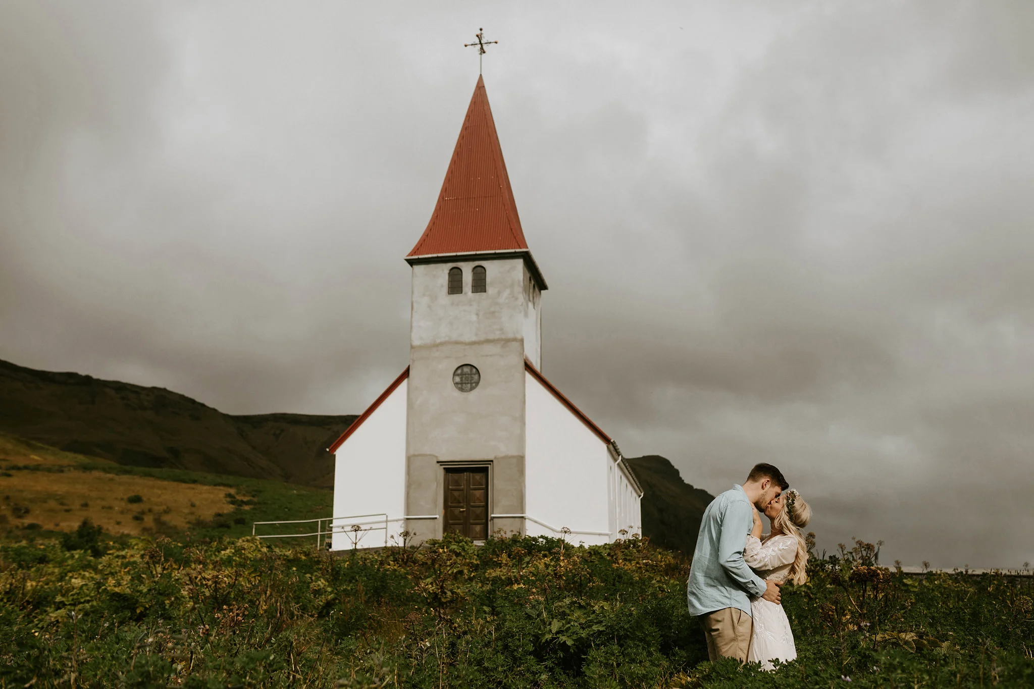 Red Chapel in Vik Iceland Engagement Session