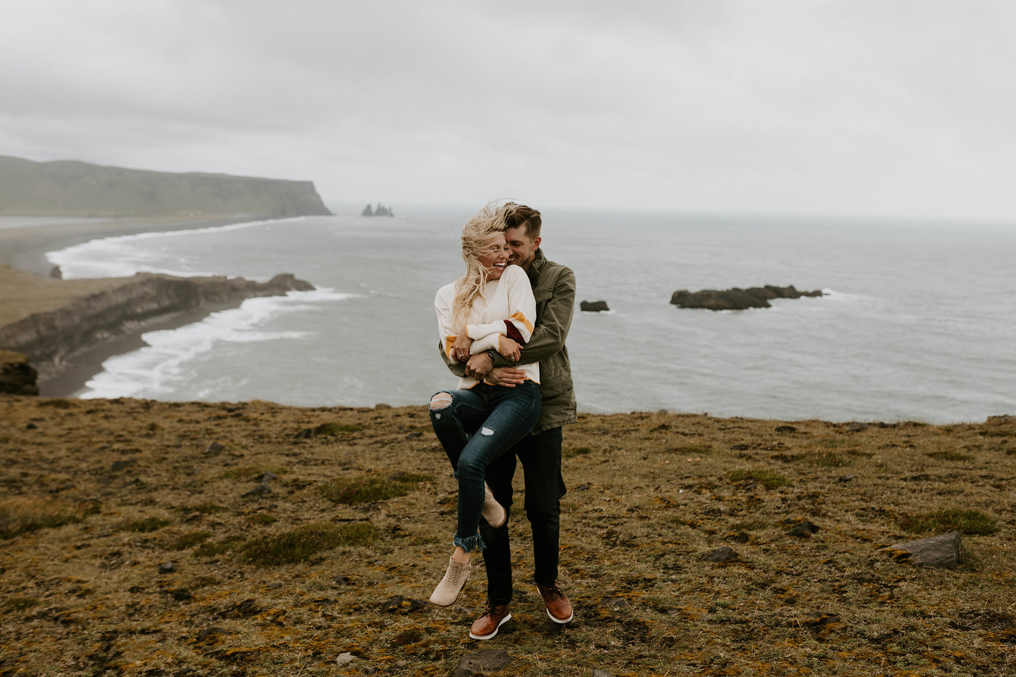 Black Sand Beach Vik Iceland Engagement Session