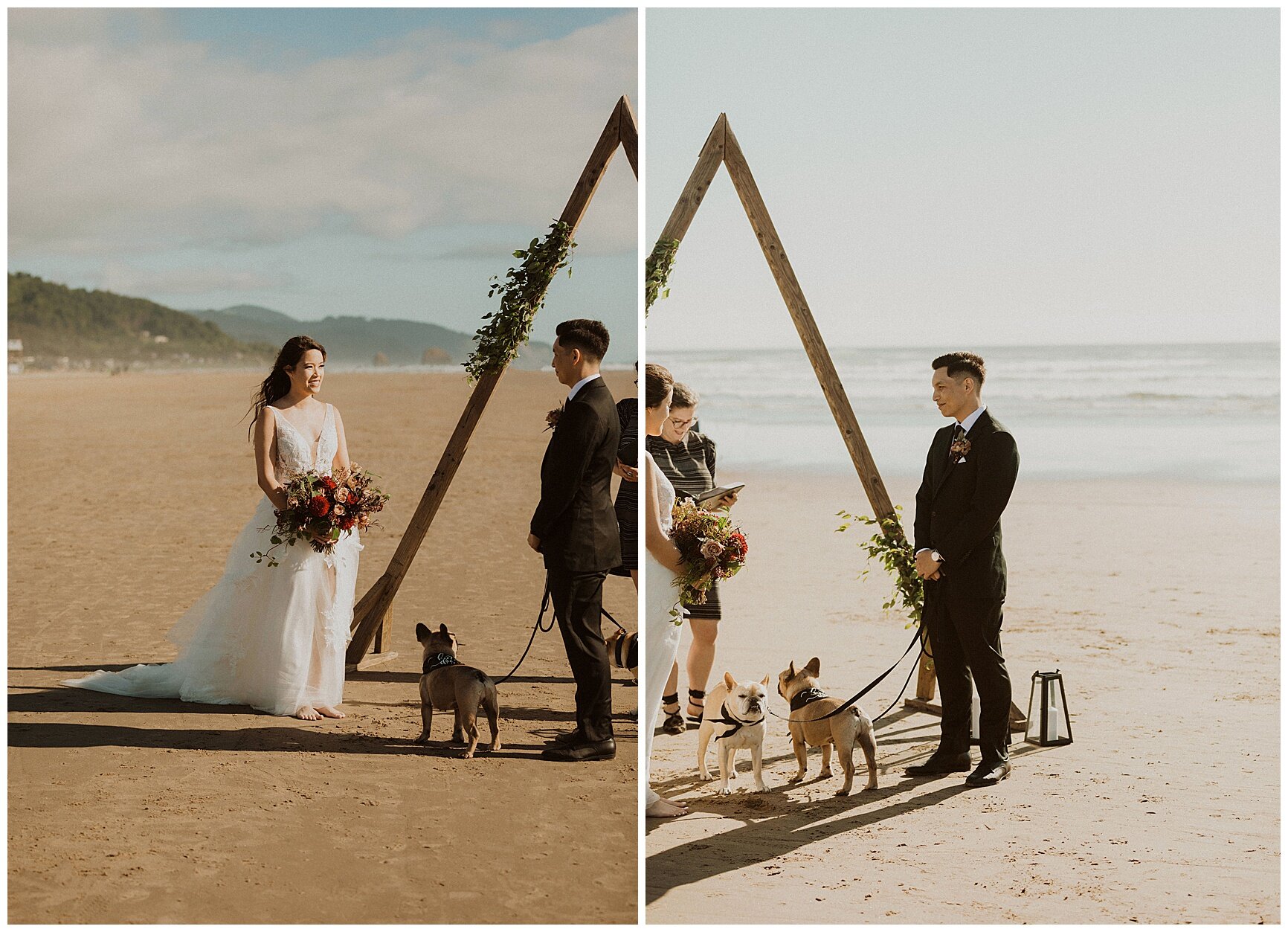 bride and groom exchanging vows on Canon beach for their elopement