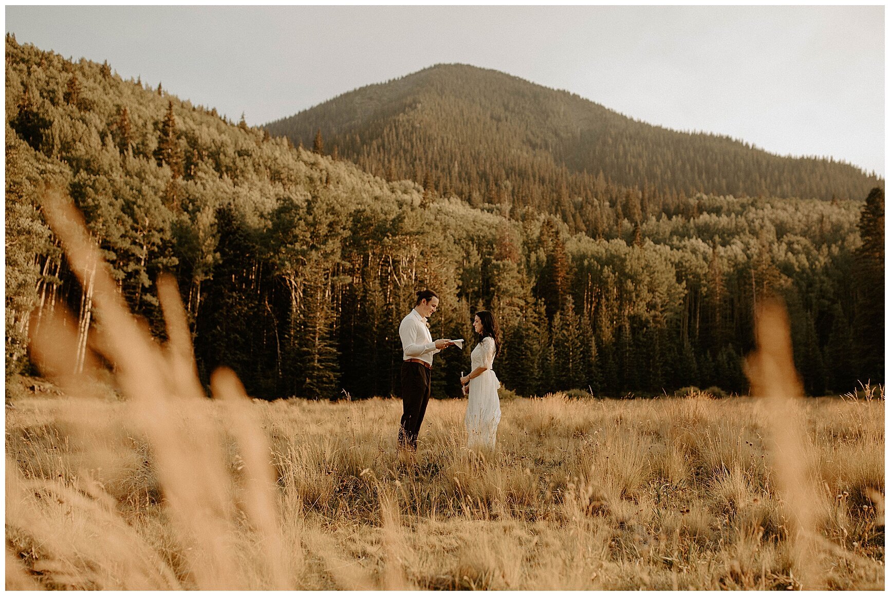 couple exchanging vows during their elopement in flagstaff arizona