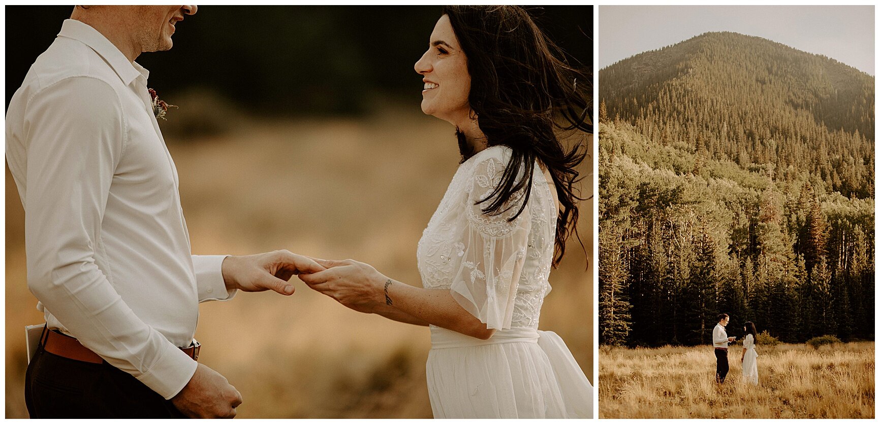 couple exchanging vows during their elopement in flagstaff arizona