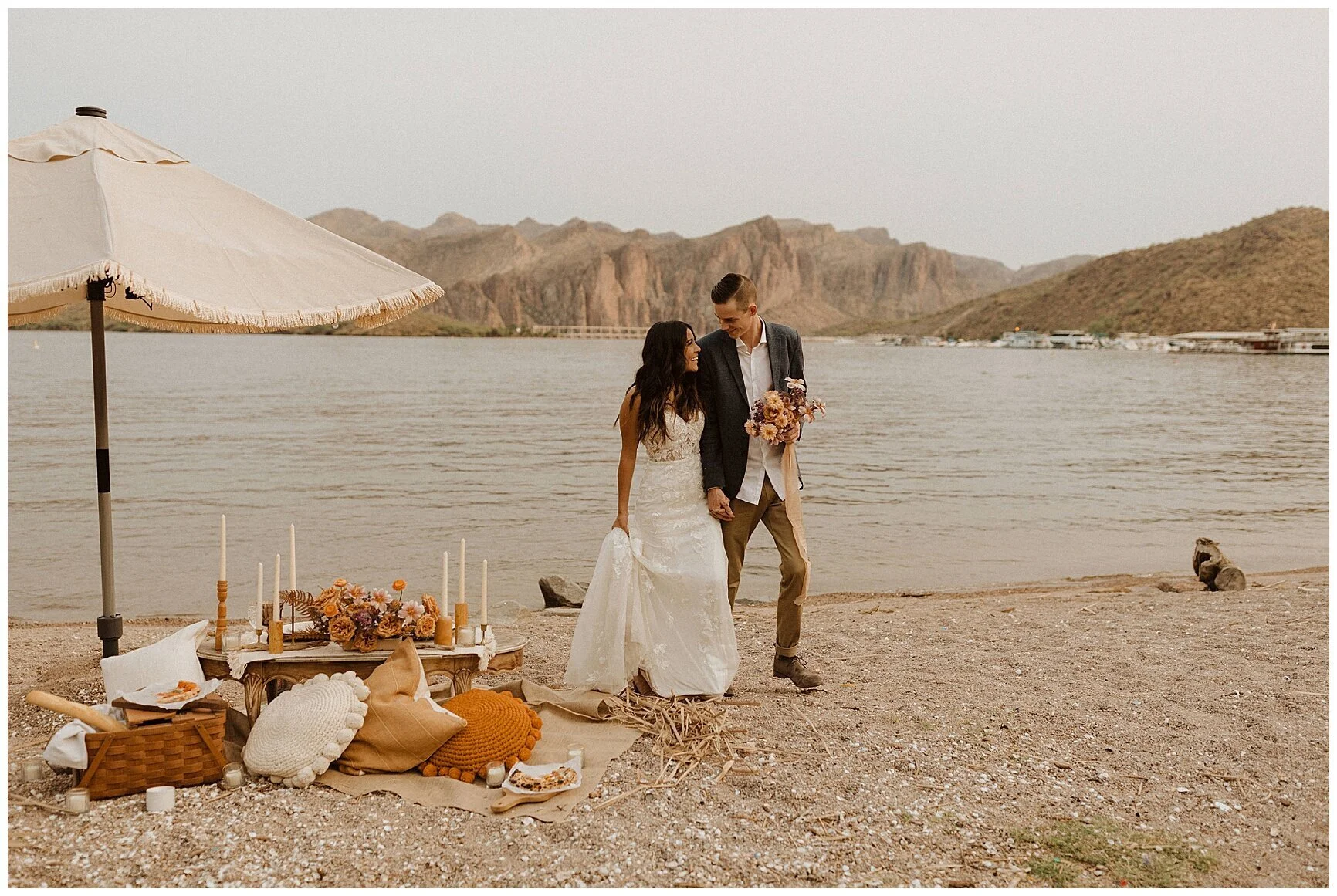 Desert Picnic Styled Saguaro Lake Elopement