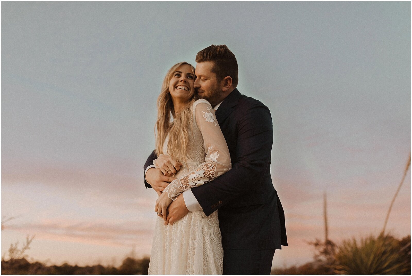 boho desert bridal session with bride and groom in arizona