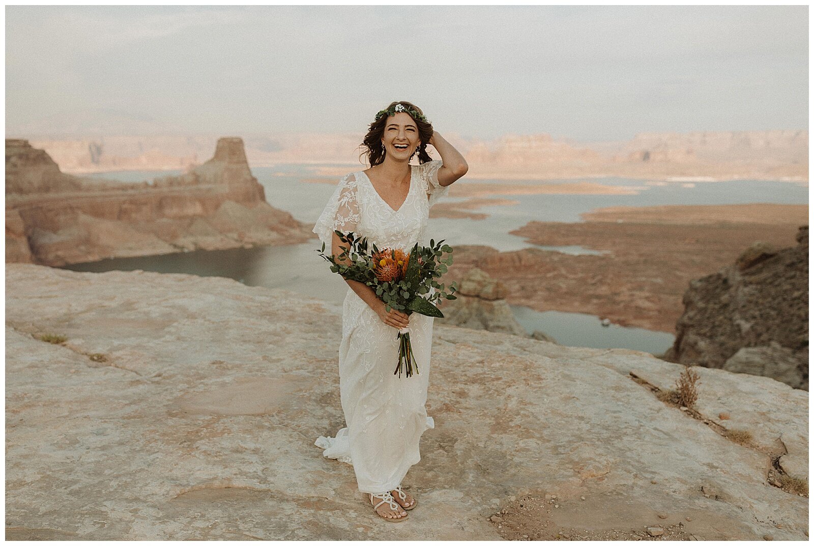 boho bride Lake Powell elopement