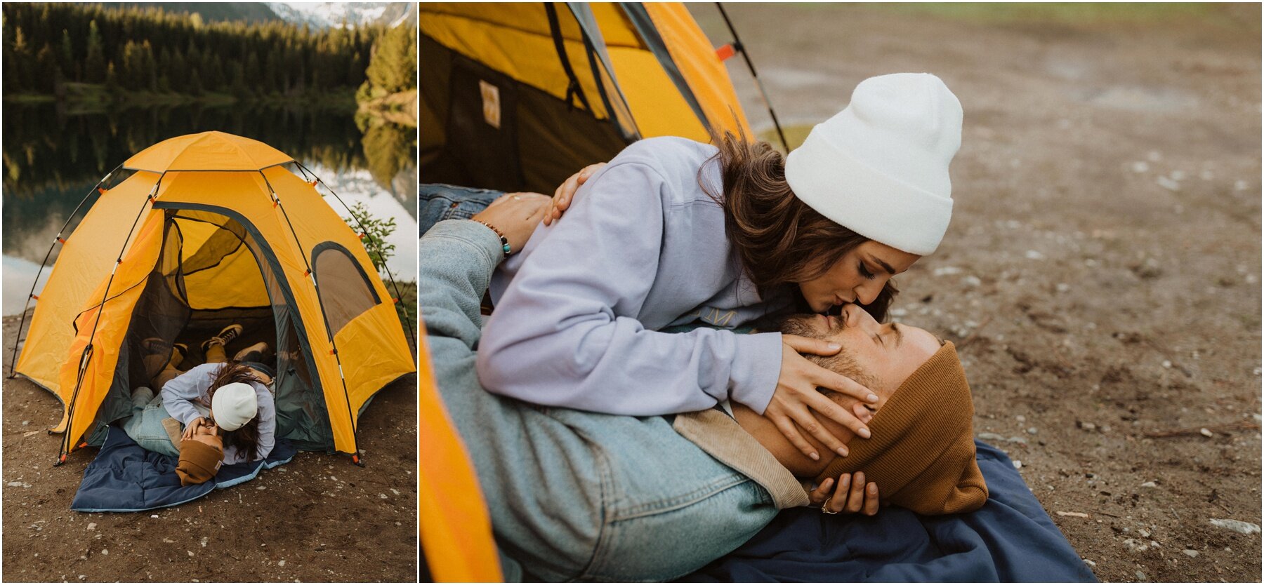 married couple camping in washington