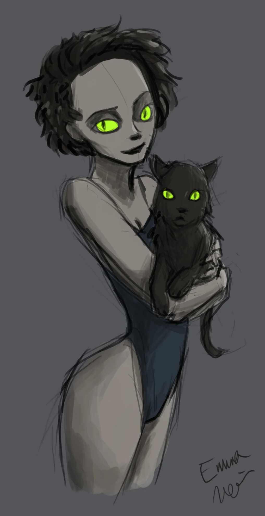 Halloween Art Challenge, Day 8 - Black Cat