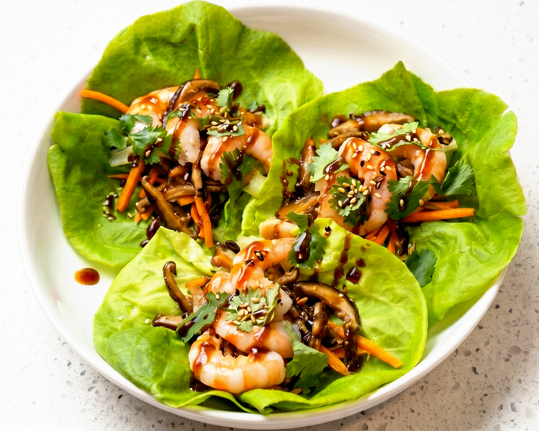 Spring Shrimp Lettuce Tacos with Peanut Sauce