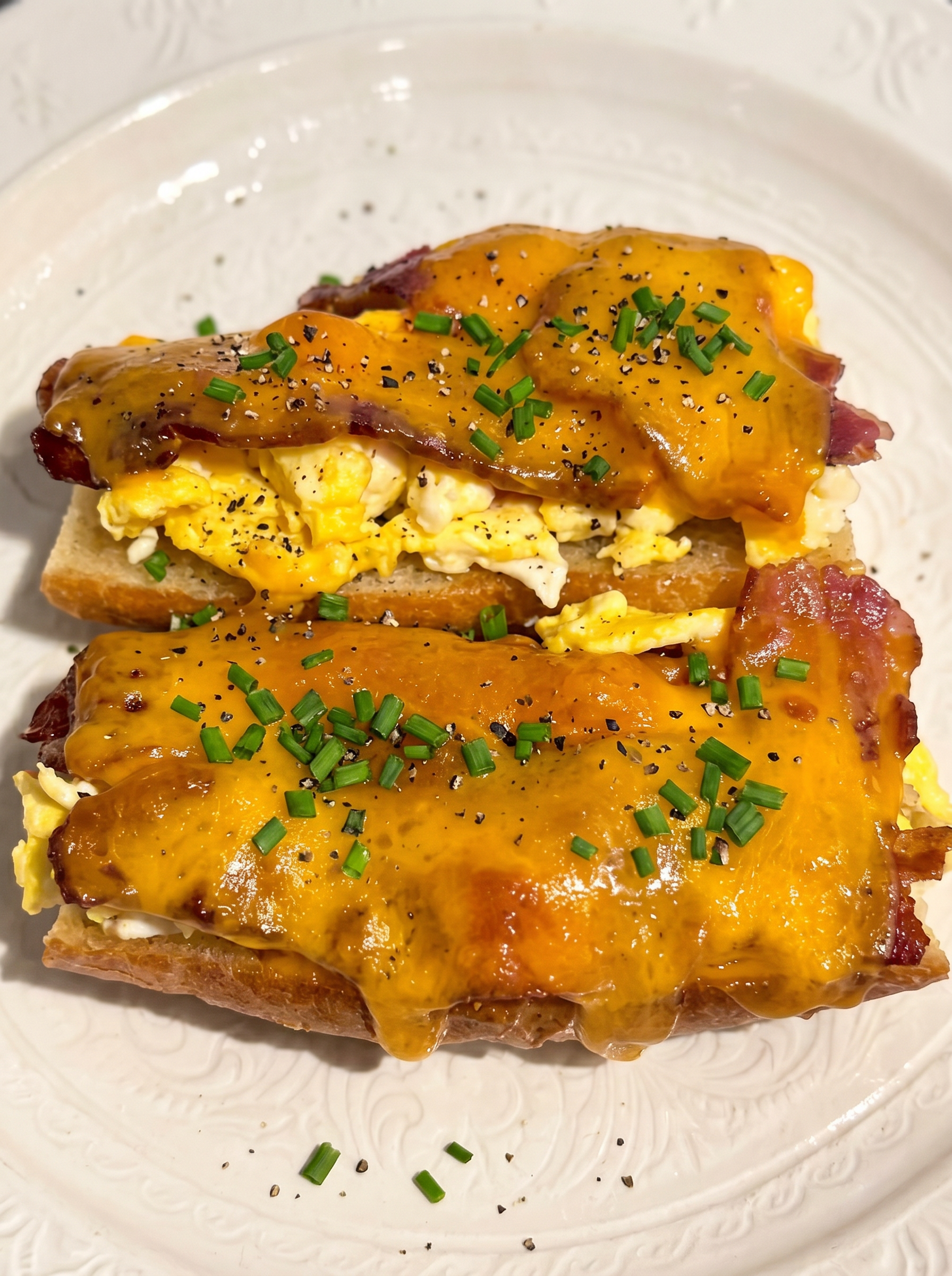 Bacon, Eggs &amp; Cheese Baguette Toast
