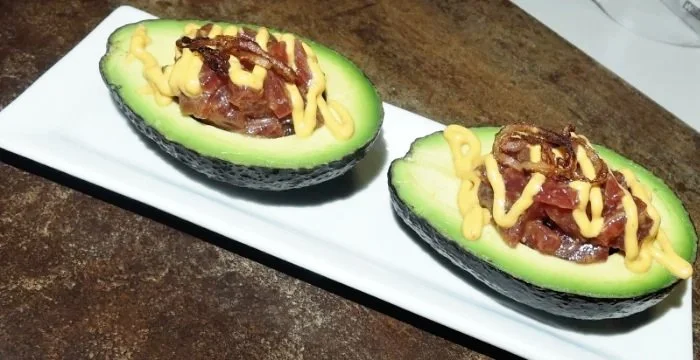 Tuna Tartare Avocado Cups with Chipotle Aioli