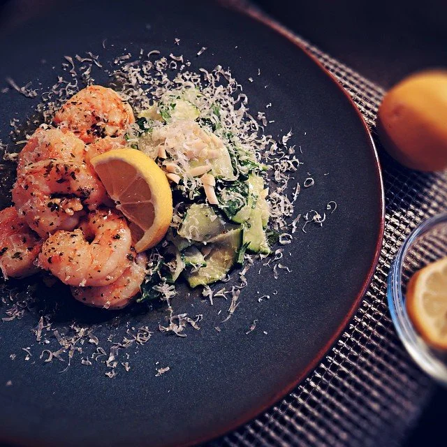 #shrimpscampi with #zucchinicarpaccio it's what was for dinner. #yum