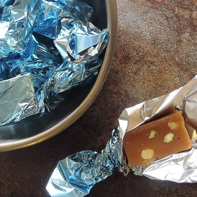 Pistachio Caramel Candies. #partyfavorite