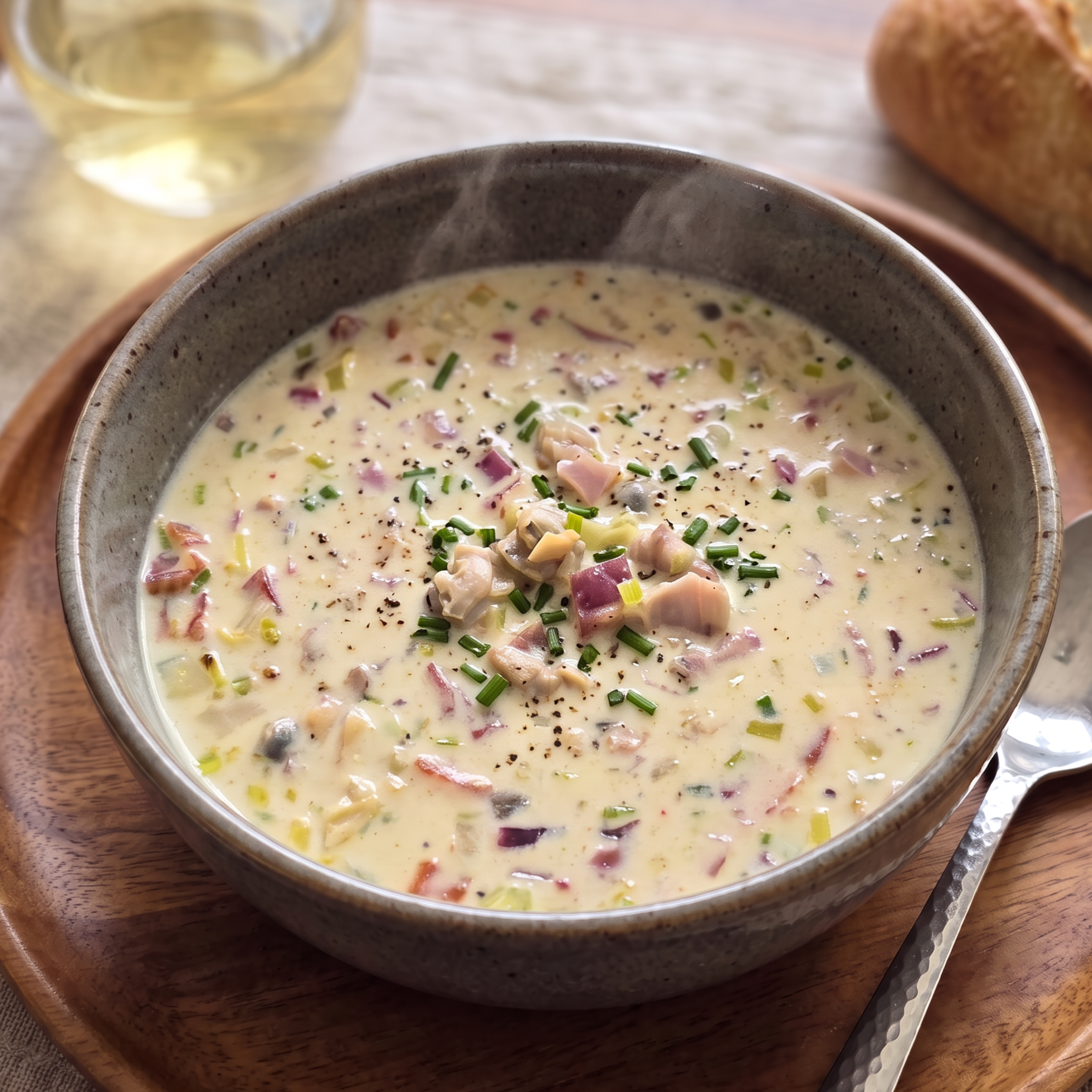 Low Carb Clam Chowder with Bacon &amp; Leeks