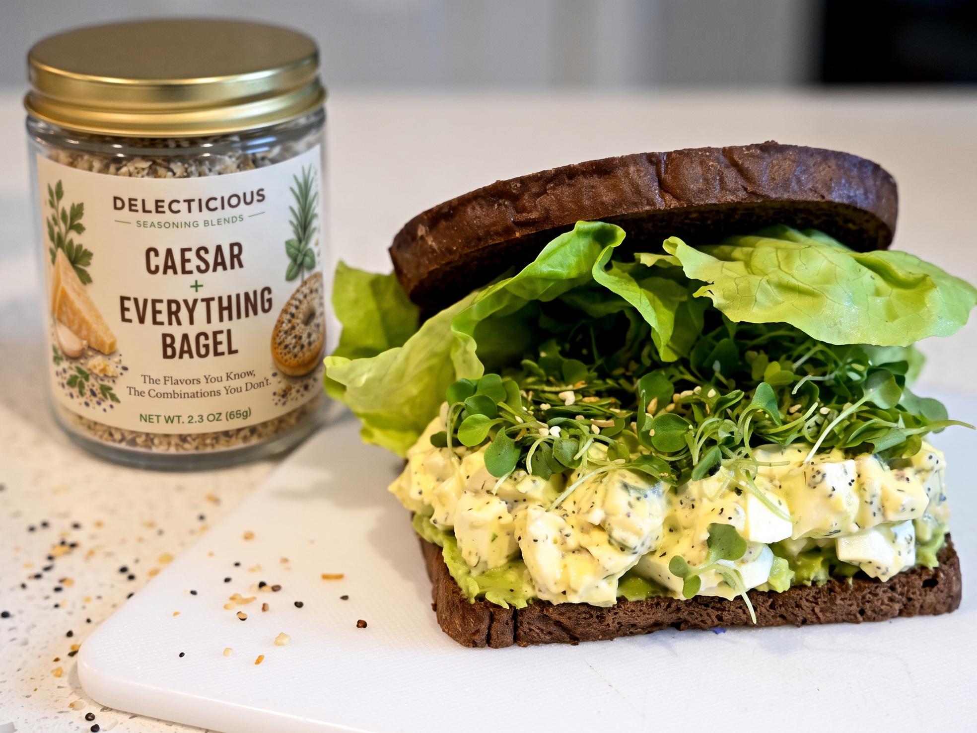 Caesar + Everything Bagel Seasoning Egg Salad on Rye