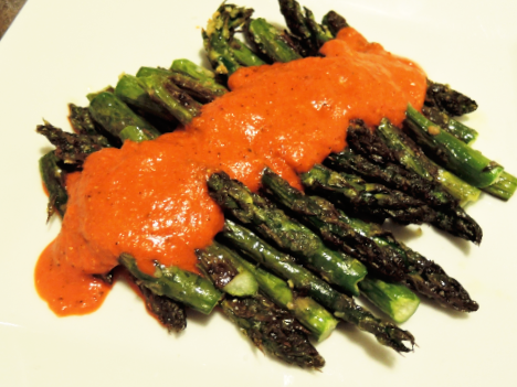 Roasted Asparagus with Red Pepper Puree