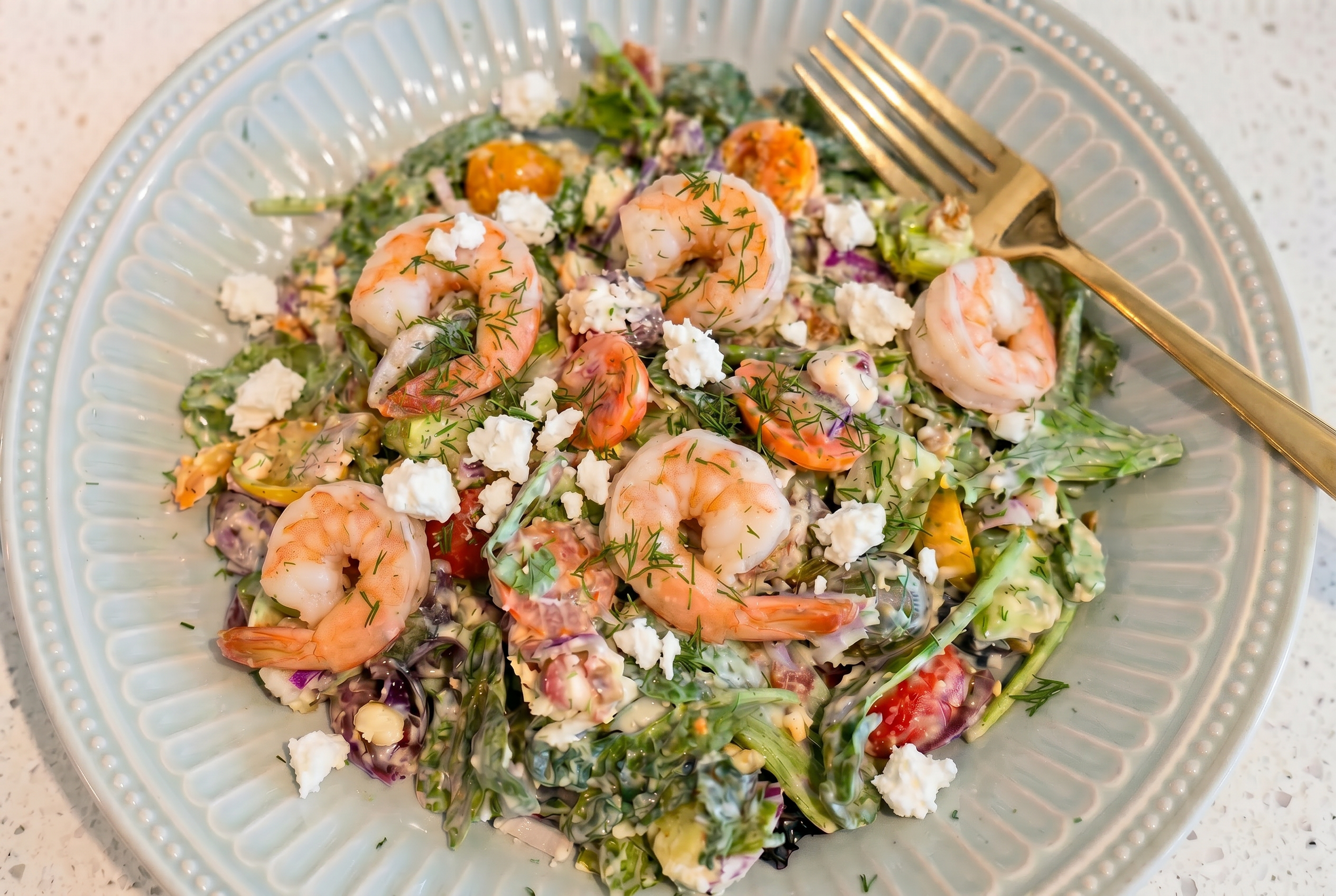 Spring Green Salad with Shrimp &amp; Avocado