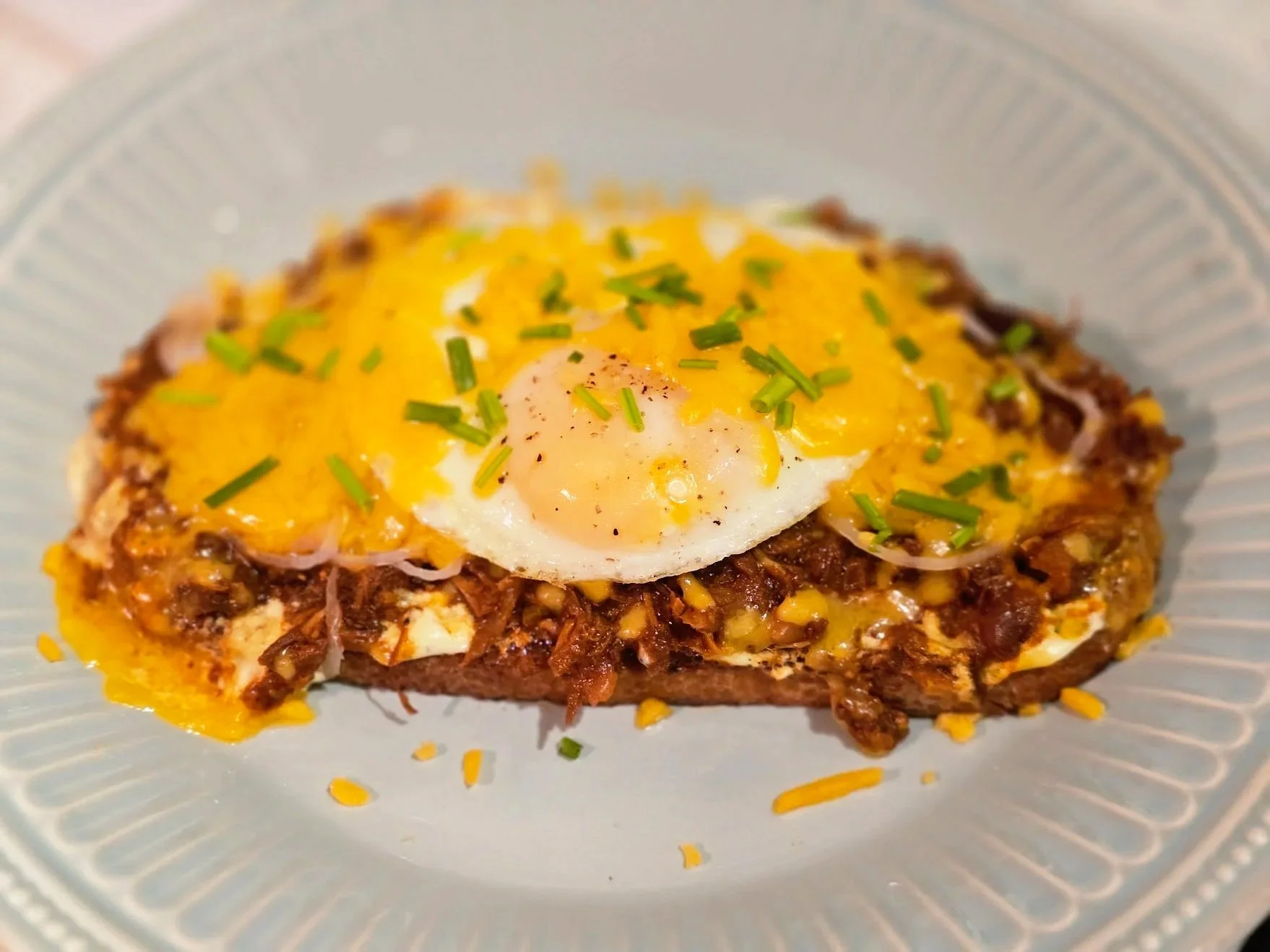 Turkey Leftovers Chili & Fried Egg Toast