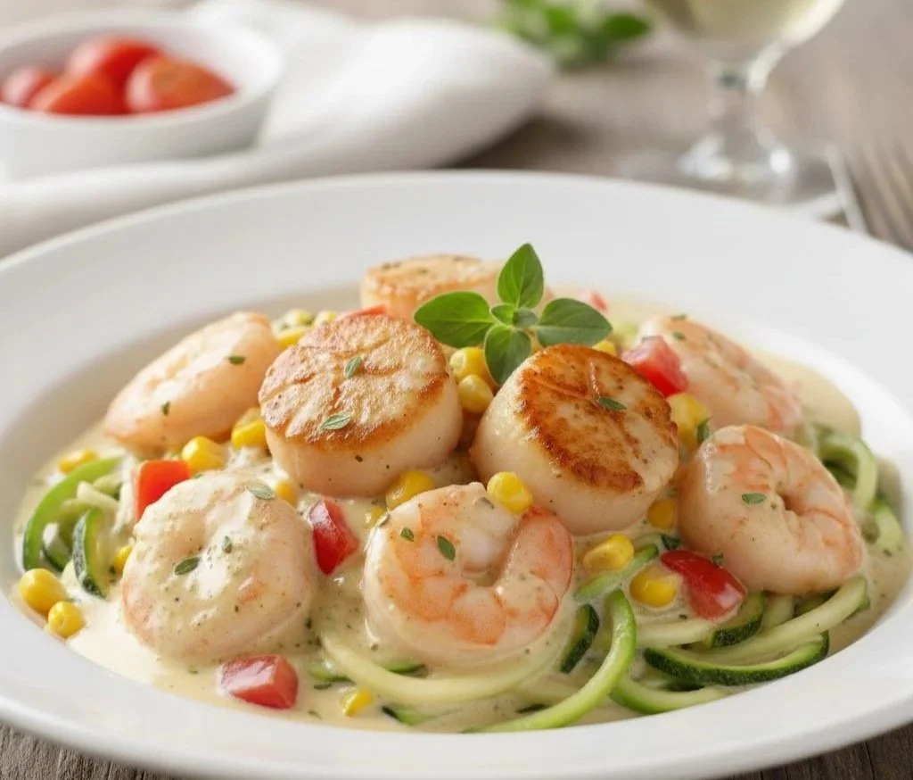 Shrimp & Scallops in a Creamy White Wine Sauce