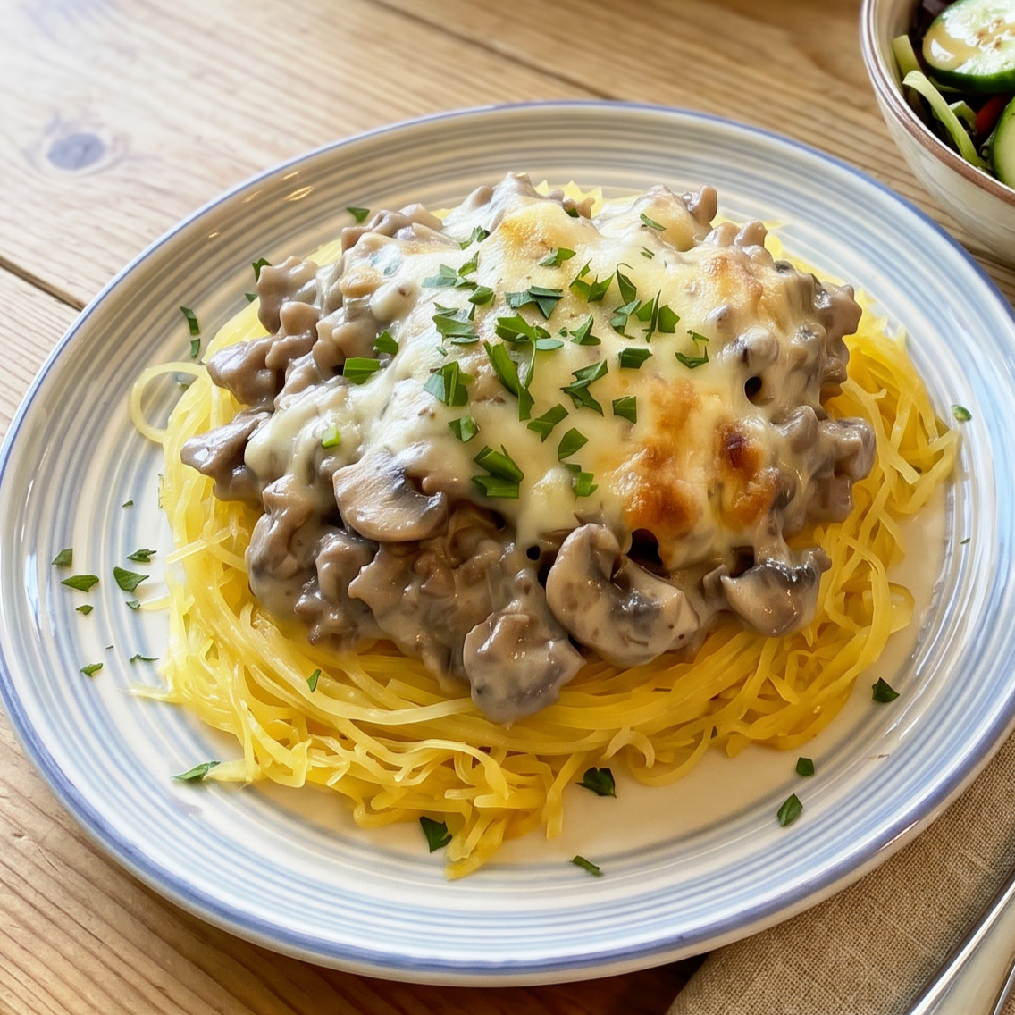 Low-Carb Ground Beef Stroganoff Casserole