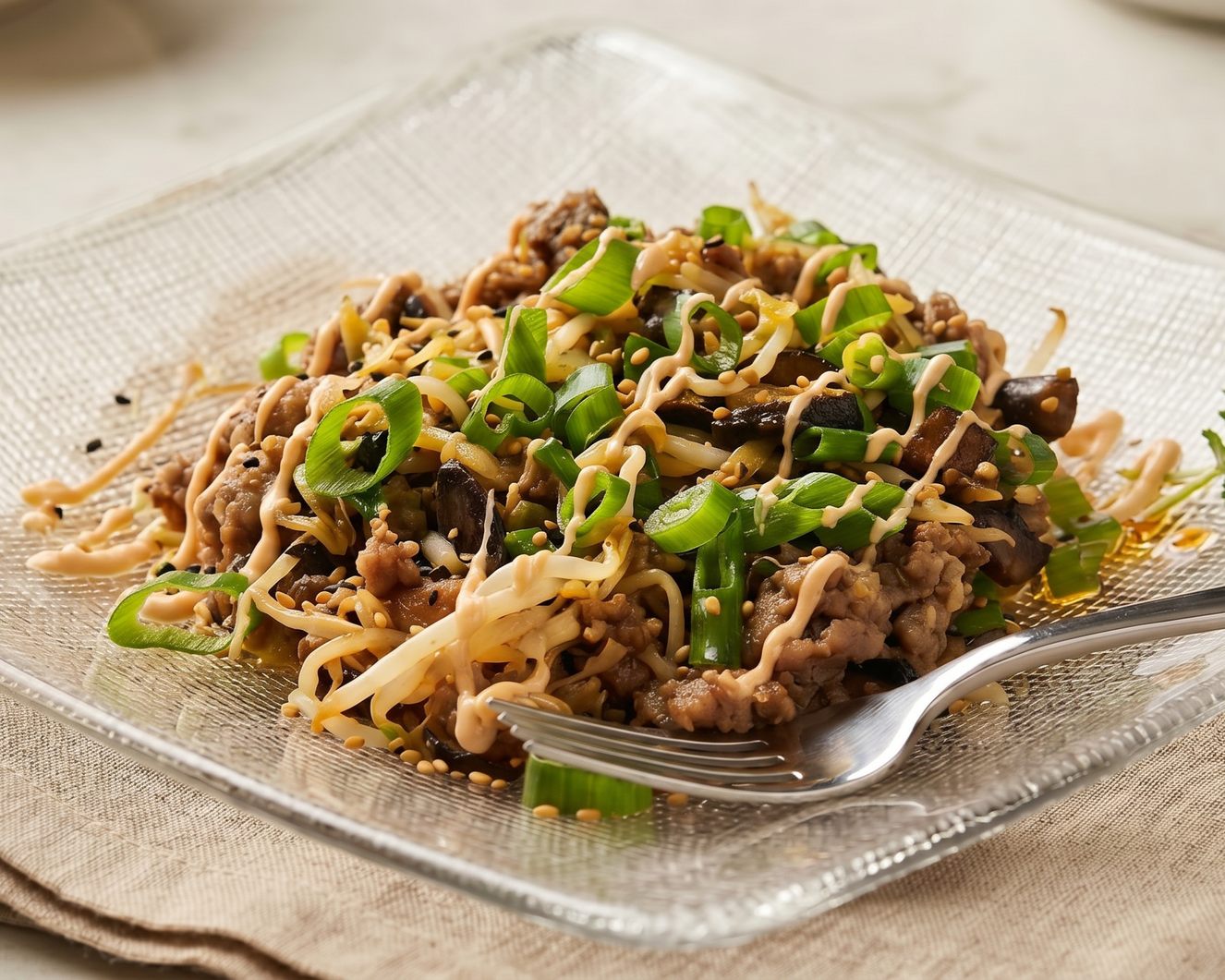 Pork &amp; Mushroom Egg Roll Bowl