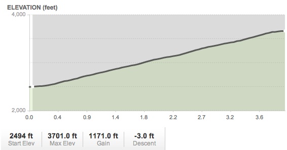 ELEVATION CHART FOR DIRT SECTION OF VIEJAS GRADE