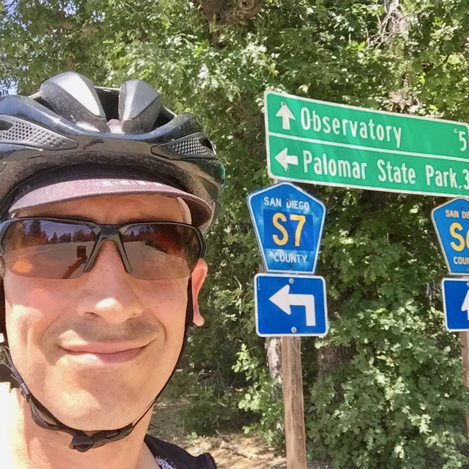 Top of Palomar. Only Cole Grade and few smaller climbs to go.
