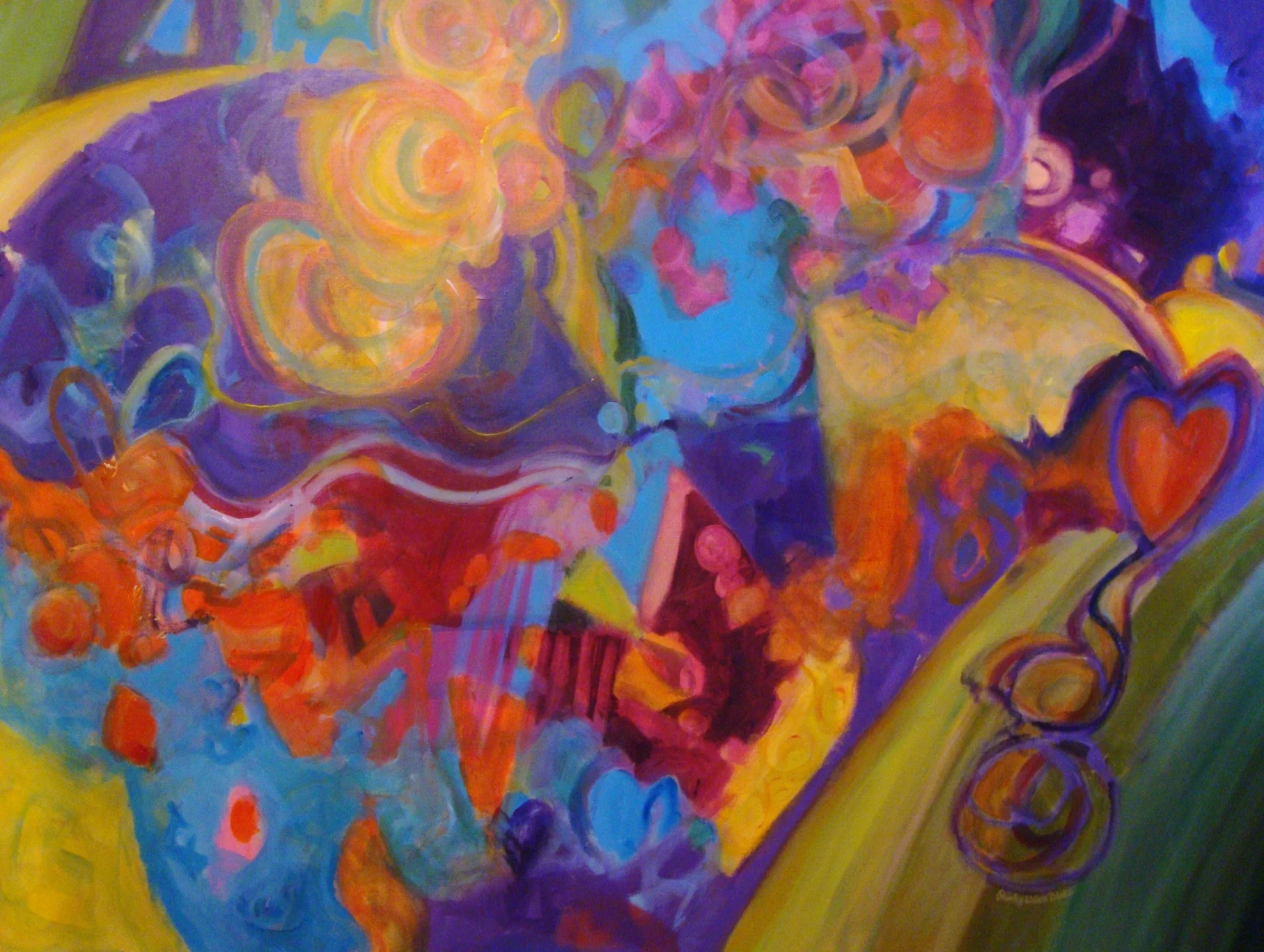 It is a piece called "My Heart Sings" and is an acrylic on canvas sized 36" x 48".
