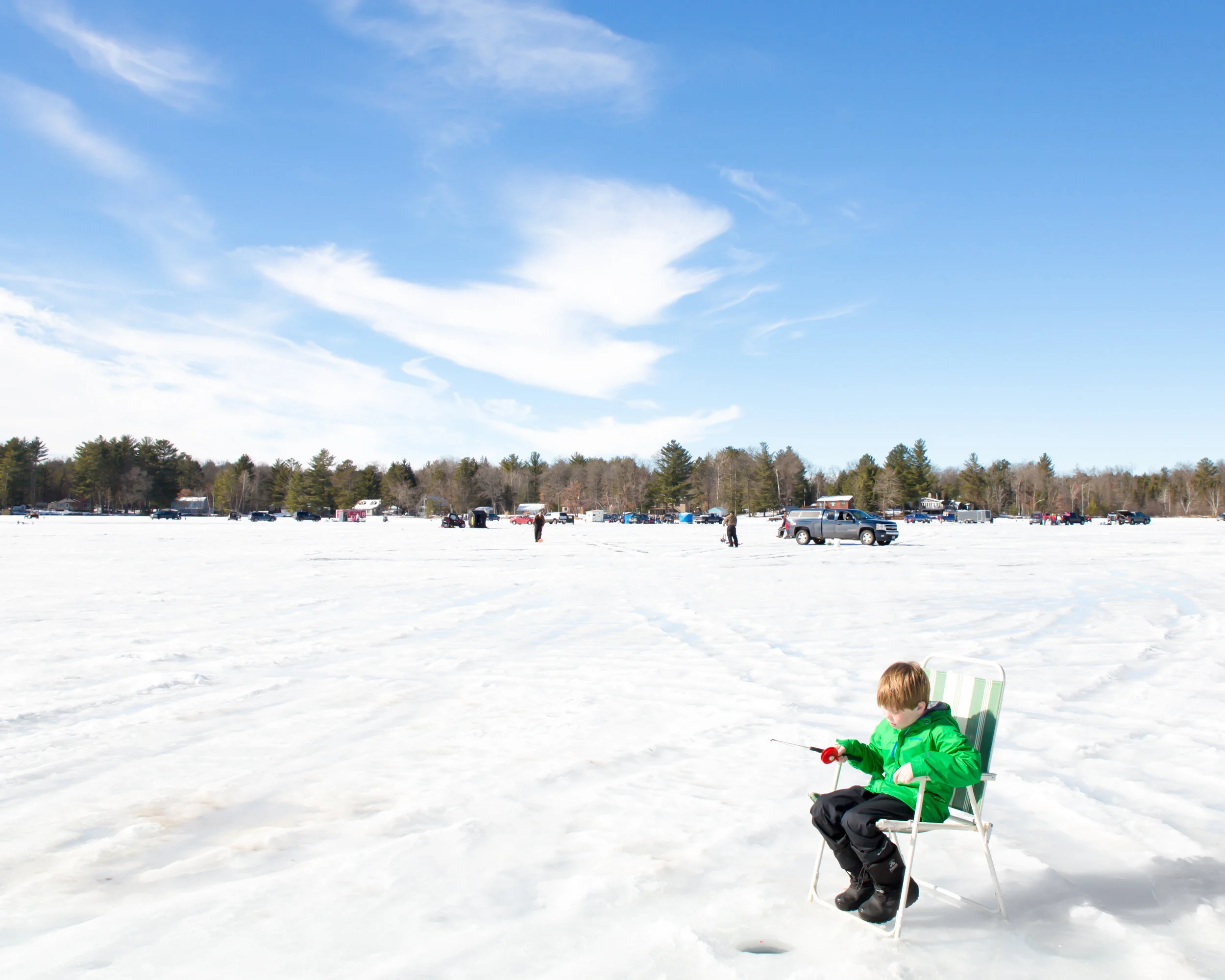 ...and then they all settled in. The usually quiet lake was filled with fishermen