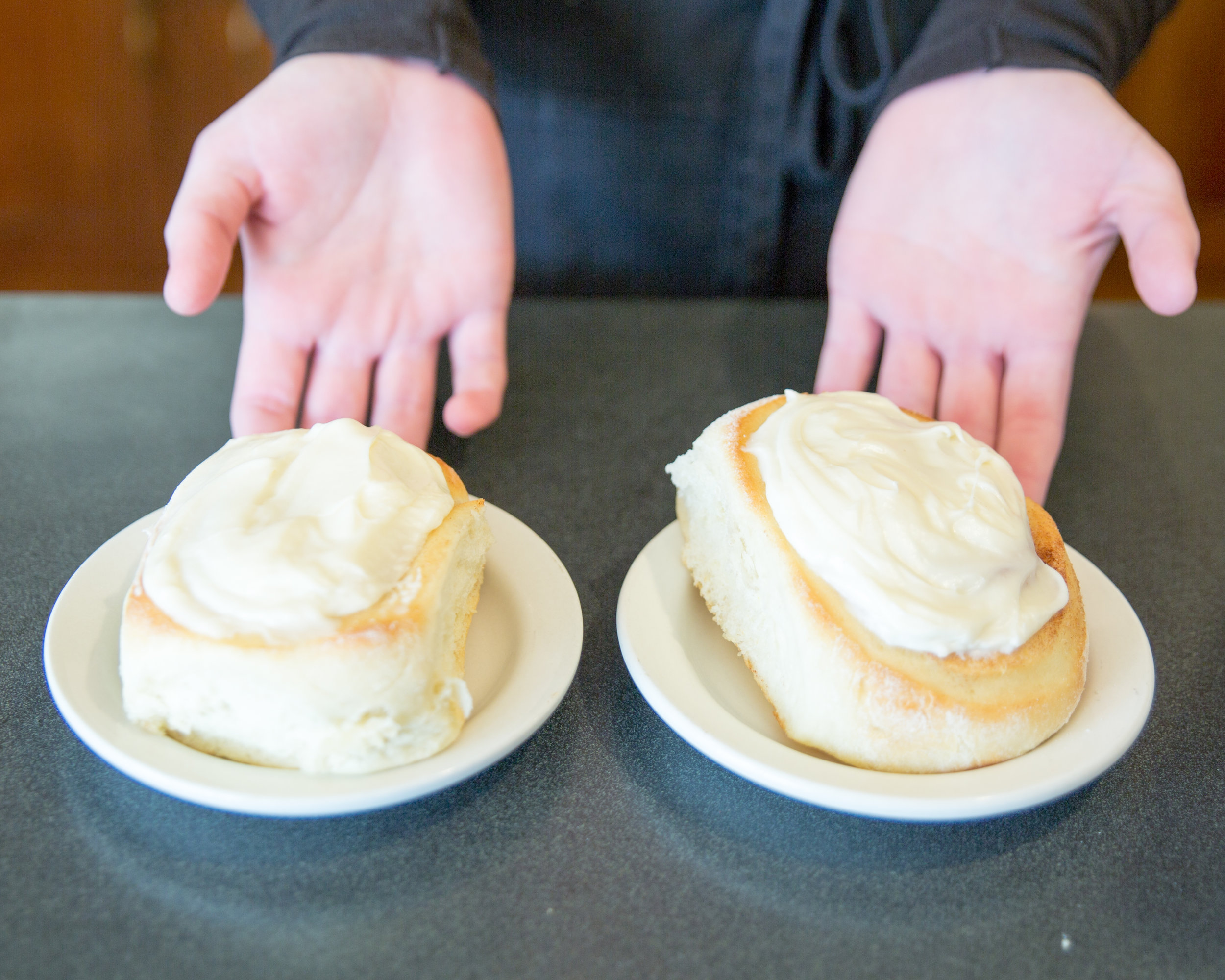 These homemade cinnamon rolls with fresh cream cheese at Java John's were divine! I also loved the local art there.