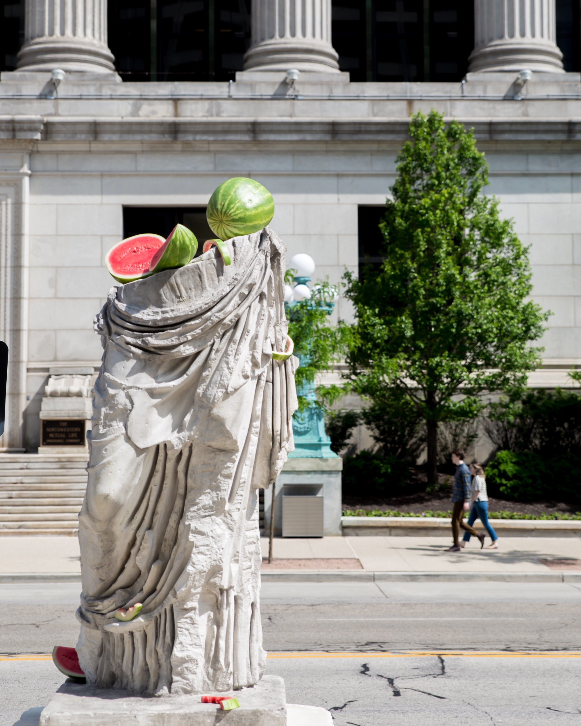 I love this one too for all of its strangeness! “Hera” By Tony Matelli. Yes, the watermelons are part of the sculpture!
