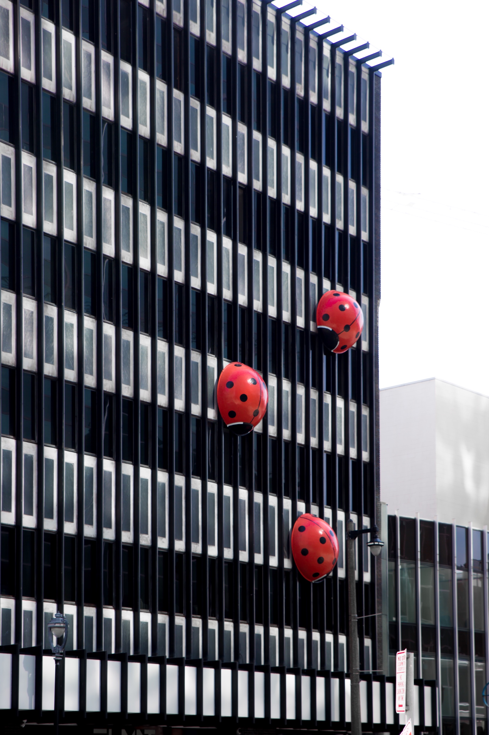 These little lady bugs climbing along this building have always been one of my favorites to visit in Milwaukee. They’re not a part of the official Sculpture Milwaukee but you will see them on your walk! They’ve been there for almost 20 years! Each bug is about 6 feet tall. They were created by a sign maker who was hired by the building’s owner, John Burke.